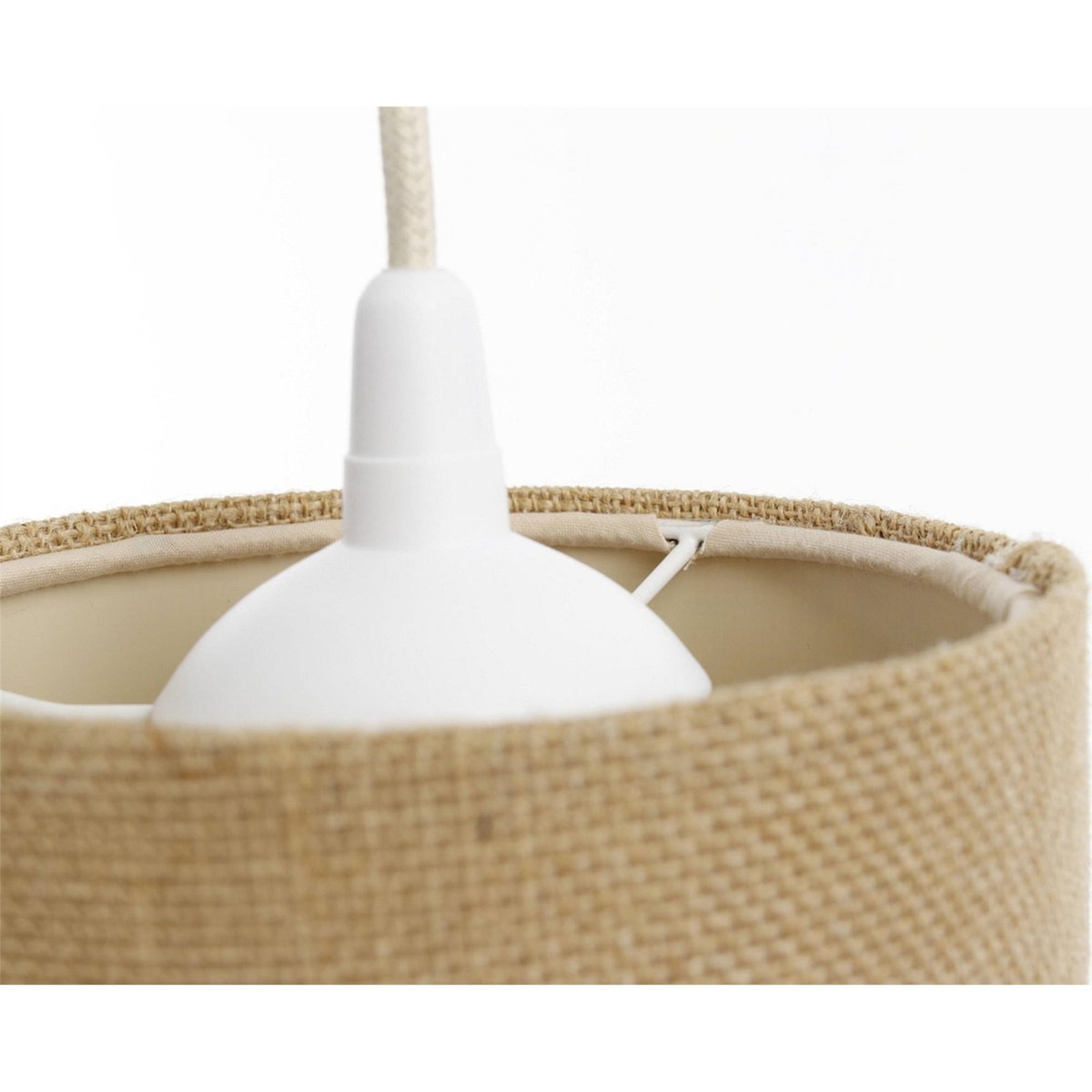 Suspension en lin rond Boho Elegant lin naturel et rotin clair, BPS KONCEPT