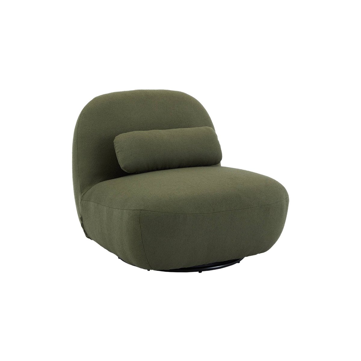 Fauteuil pivotant 360 bouclette texturée SPINO kaki foncé, SWEEEK
