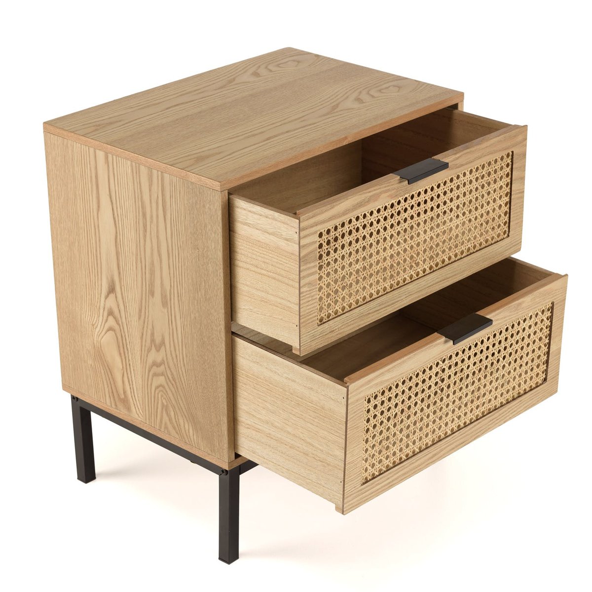 Table de chevet 2 tiroirs cannage rotin PALMA bois naturel, PIER IMPORT