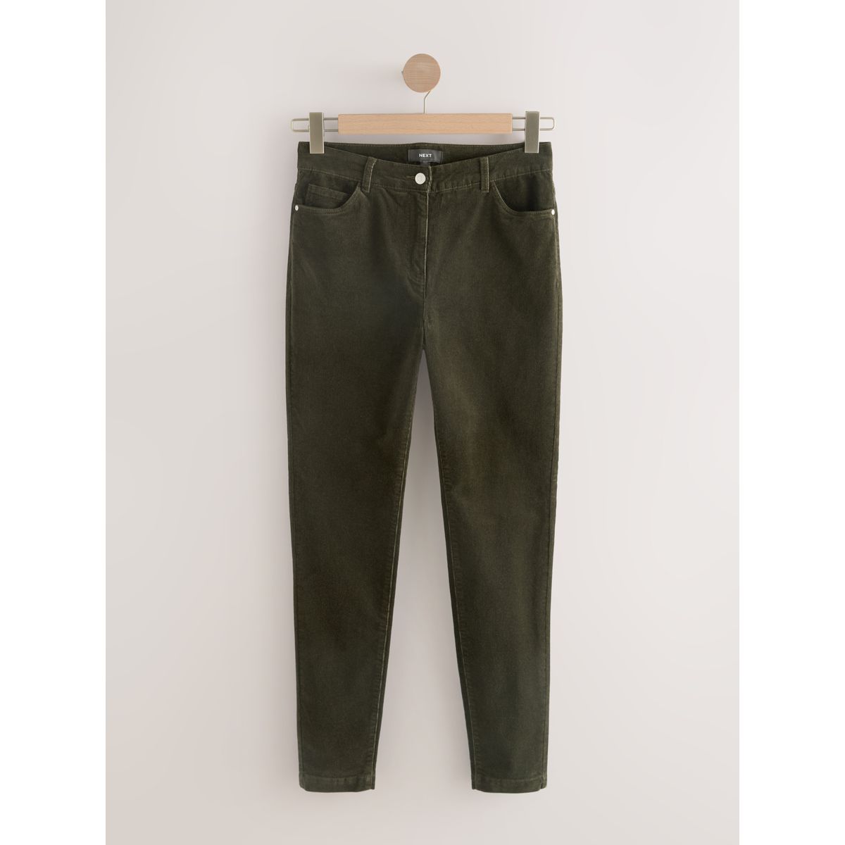 Pantalon skinny en velours côtelé vert kaki, NEXT