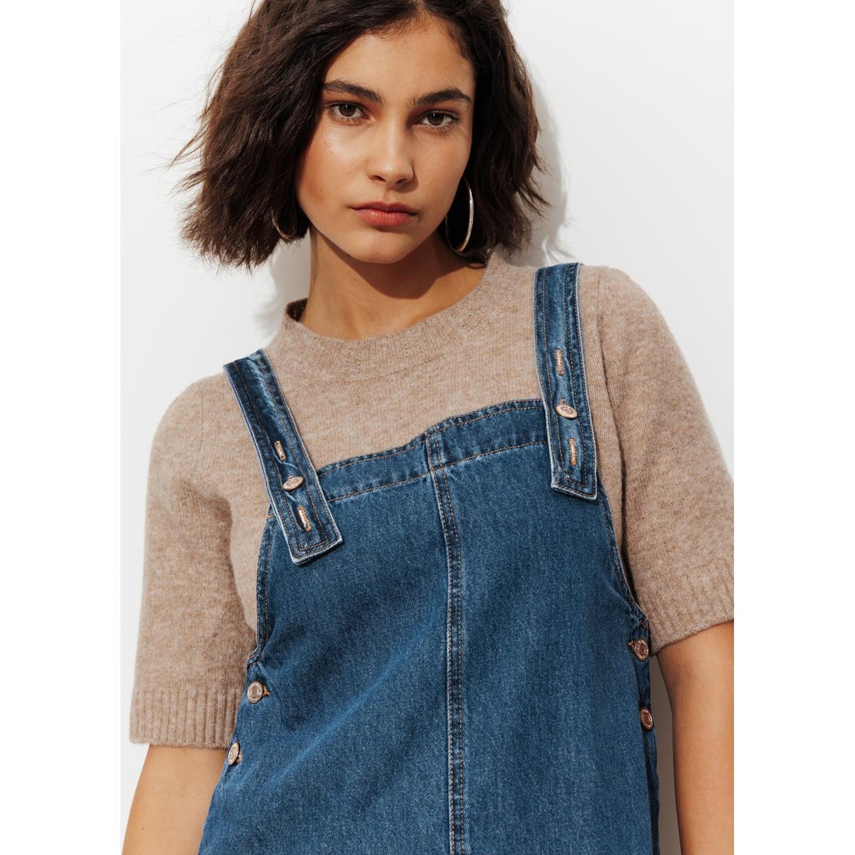 Robe-salopette en jean jean moyen, PROMOD