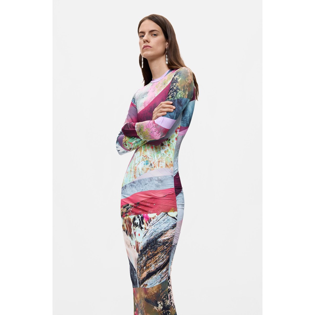 Robe en maille à manches longues multicolore, DESIGUAL