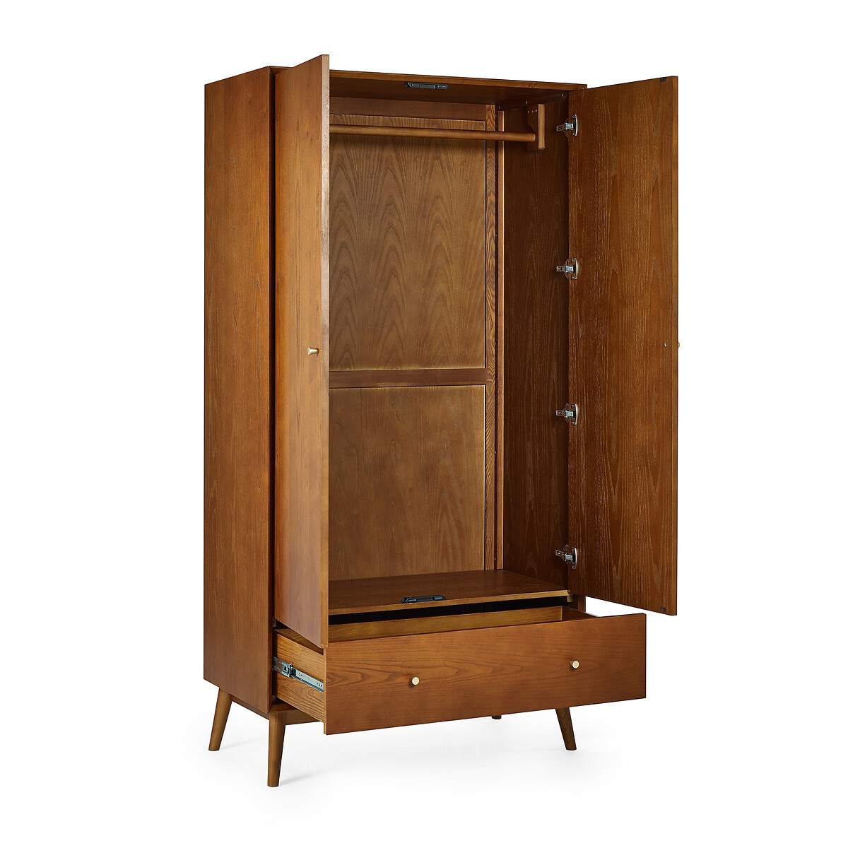Elijah Retro Ash Wood 2 Door Wardrobe with Drawer auburn, SO'HOME