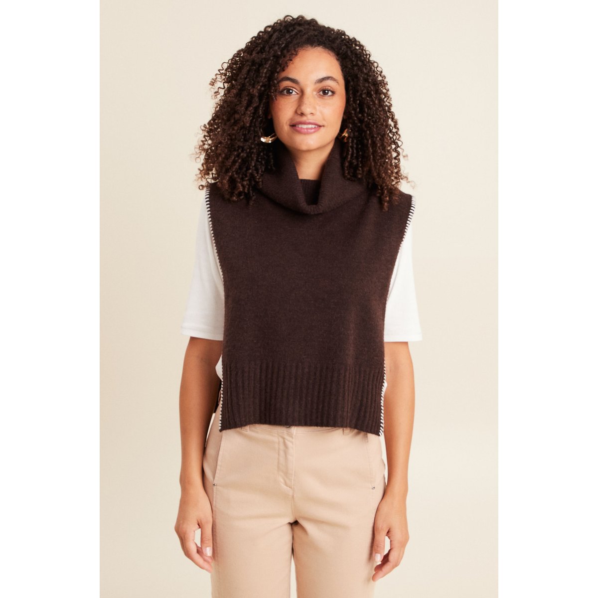 Écharpe aspect laineux marron foncé, BREAL