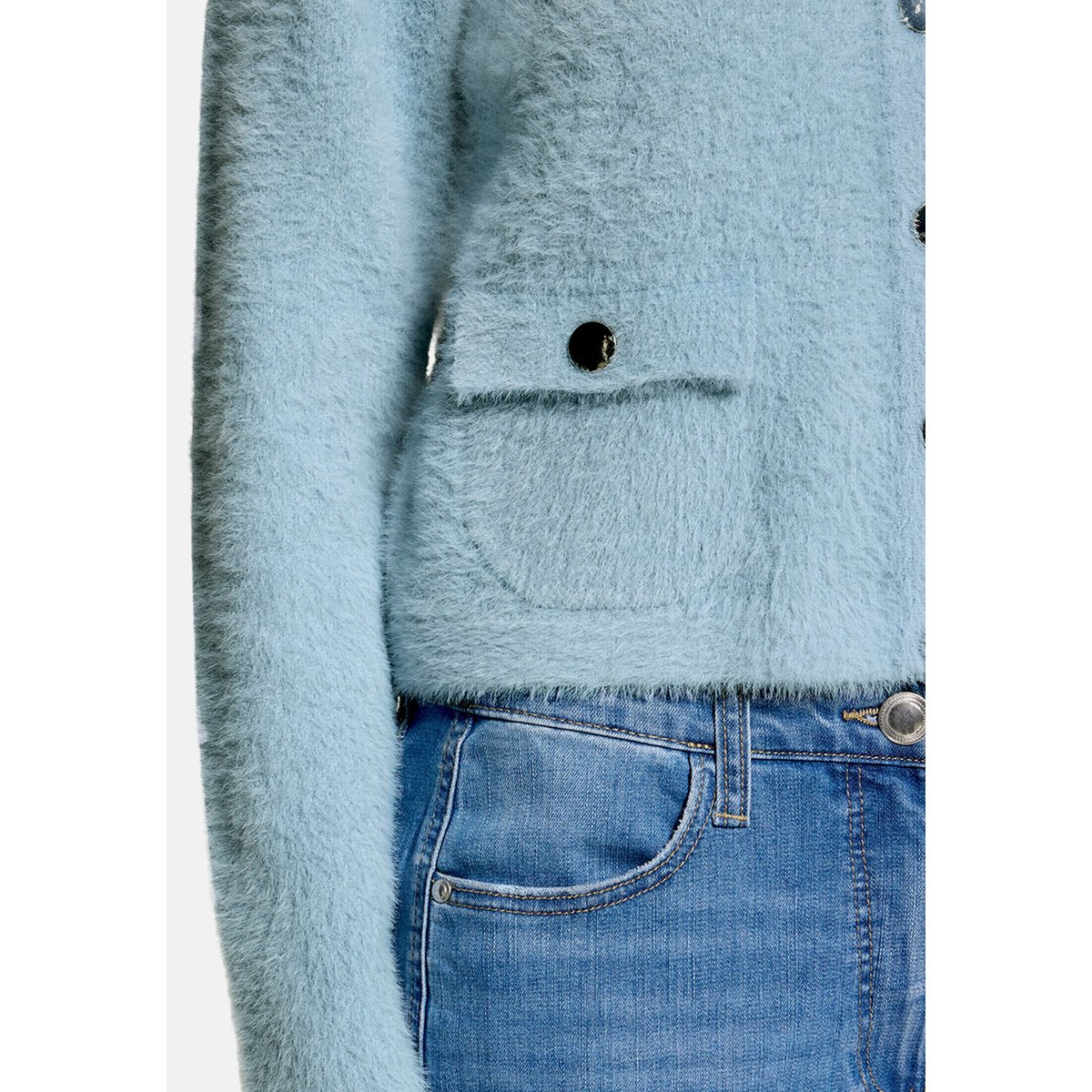 Cardigan en maille à poches plaquées blue fog, BETTY BARCLAY