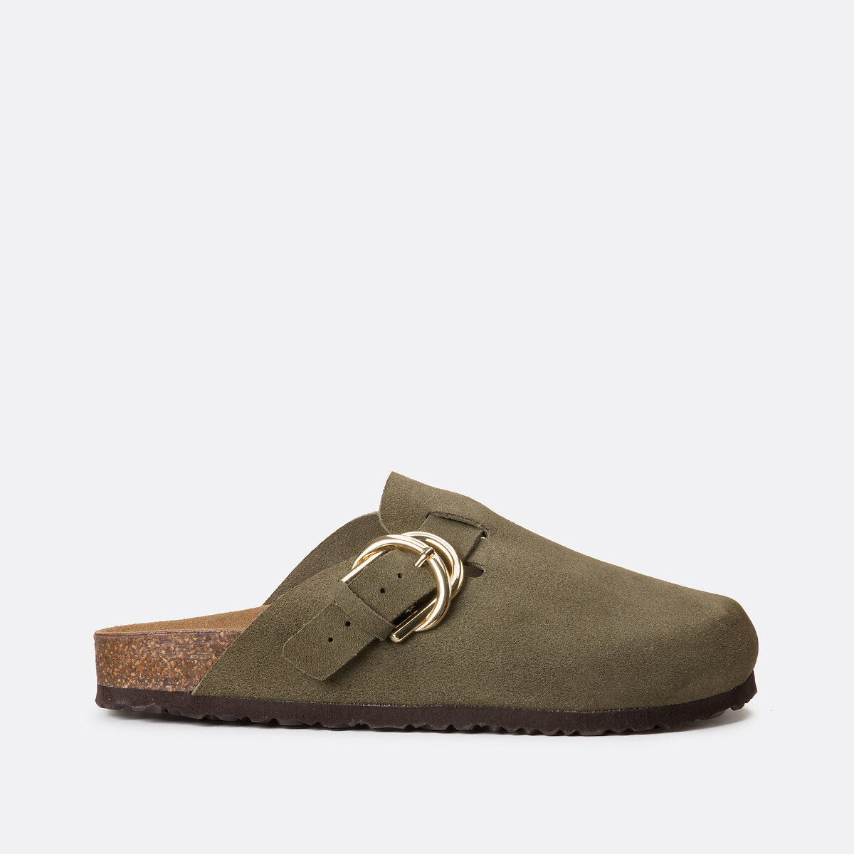 Mules sabots en cuir suédé kaki, LA REDOUTE COLLECTIONS