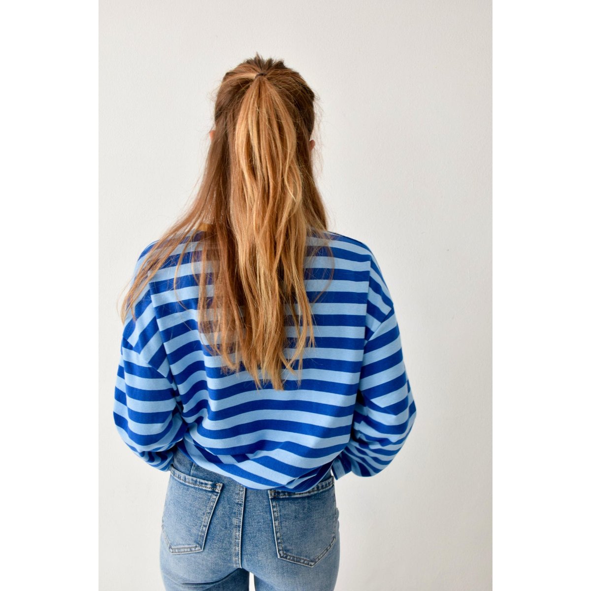 T-shirt rayé manches longues NÚRIA bleu marine / bleu ciel, MINDTRAVELER