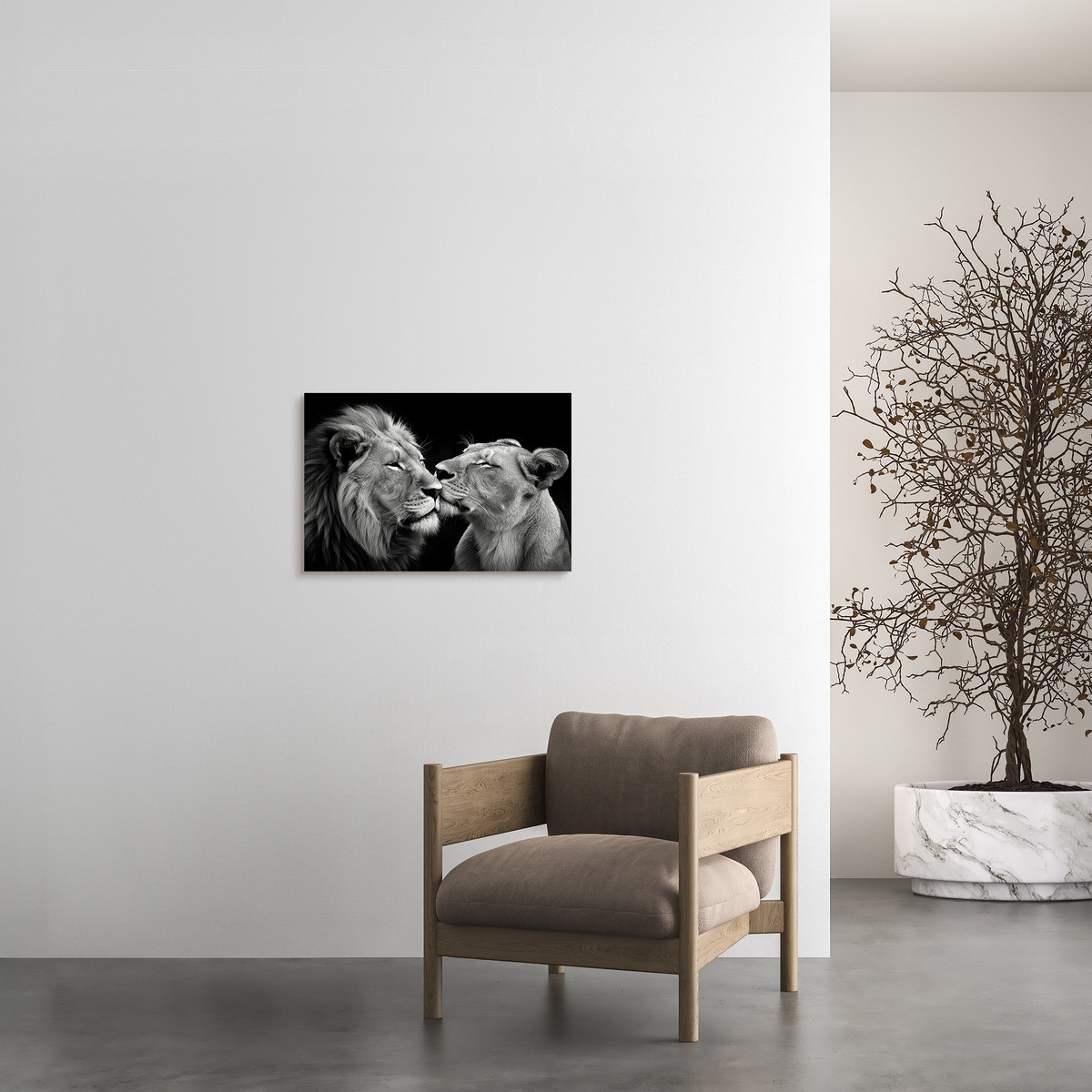 Tableau Sur Toile Lion Et Lionne Amoureux ANIMAUX tableaux sur toile-noir & blanc, CEANOTHE