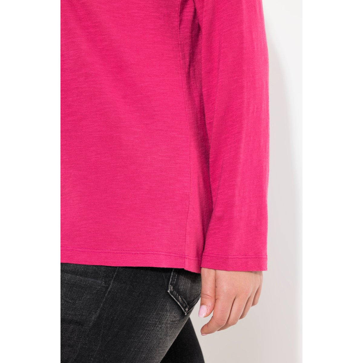 T-shirt encolure en V rose rouge, ULLA POPKEN
