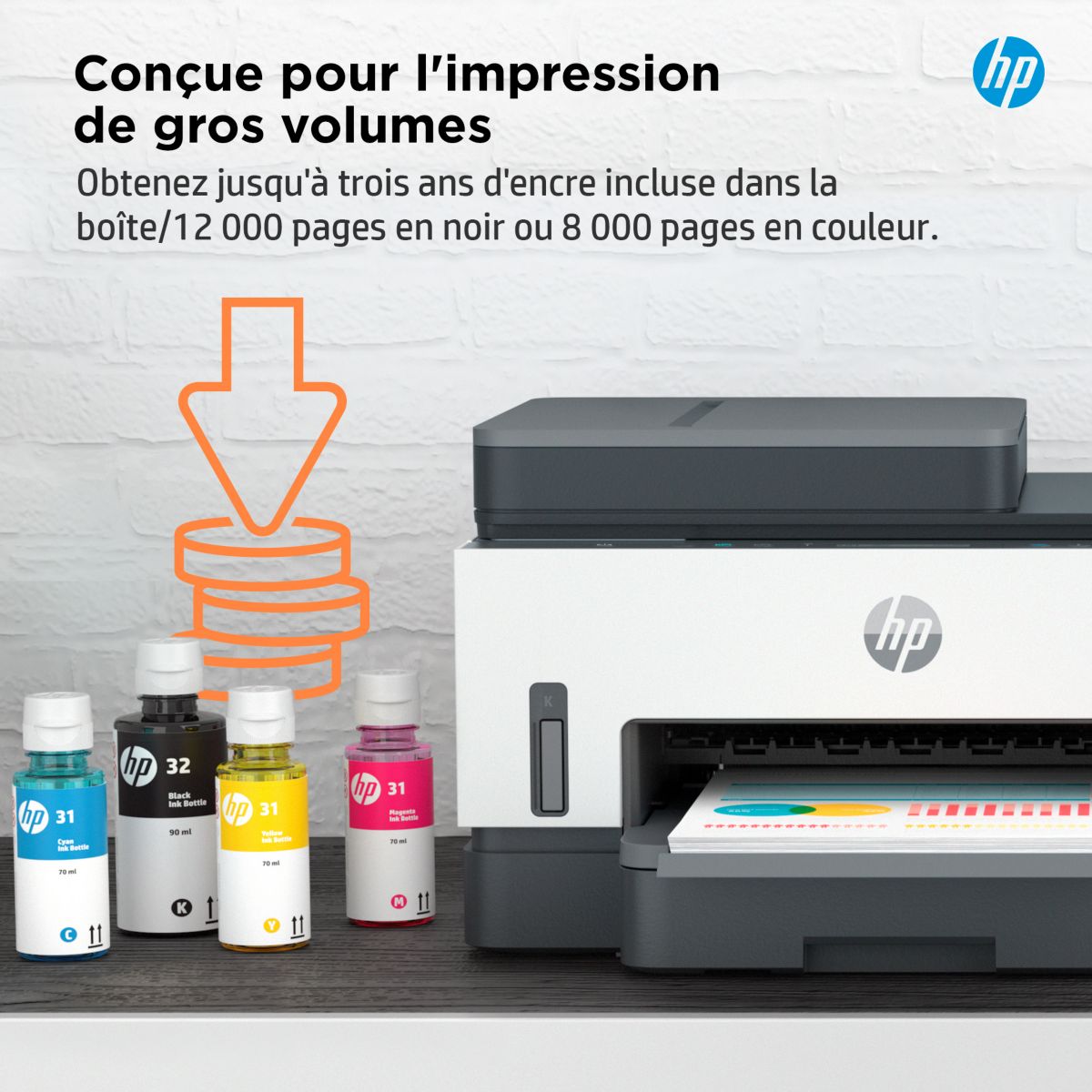 Imprimante jet d'encre Smart Tank 7305/7307 couleur unique, HP