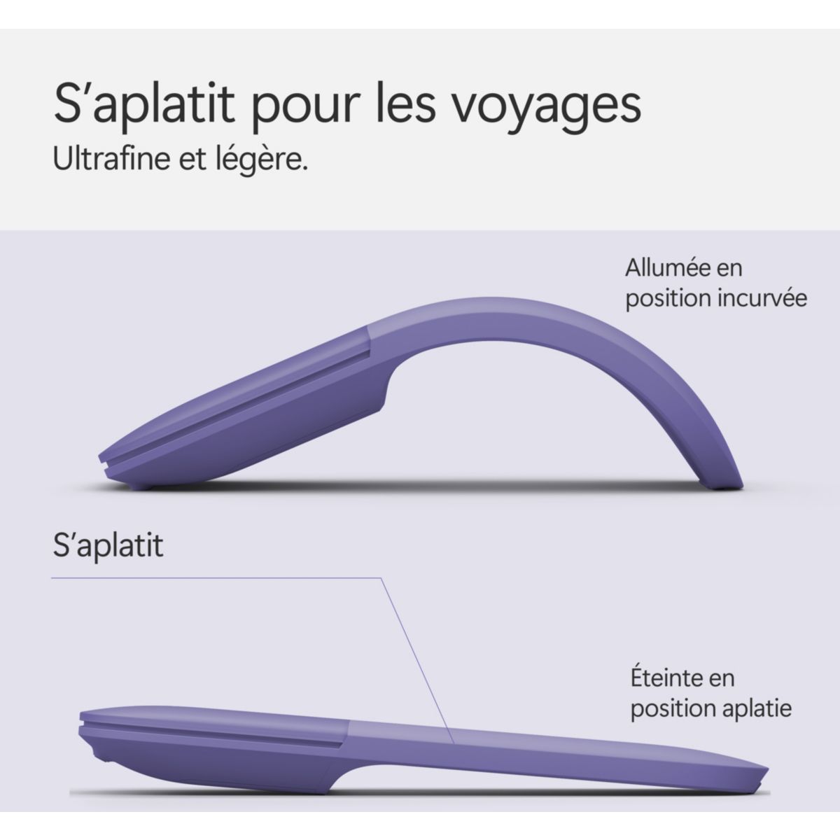 Souris sans fil Surface Arc Mouse | Violet couleur unique, MICROSOFT