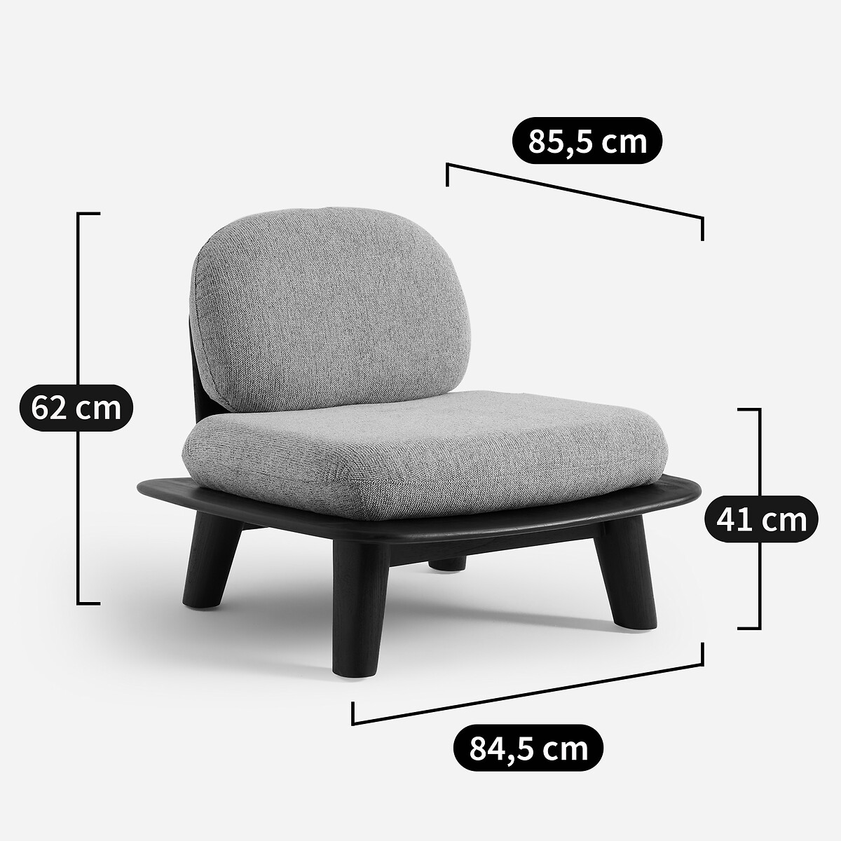 Fauteuil en teck massif et coussins en tissu chiné, MAZAI teck, AM.PM