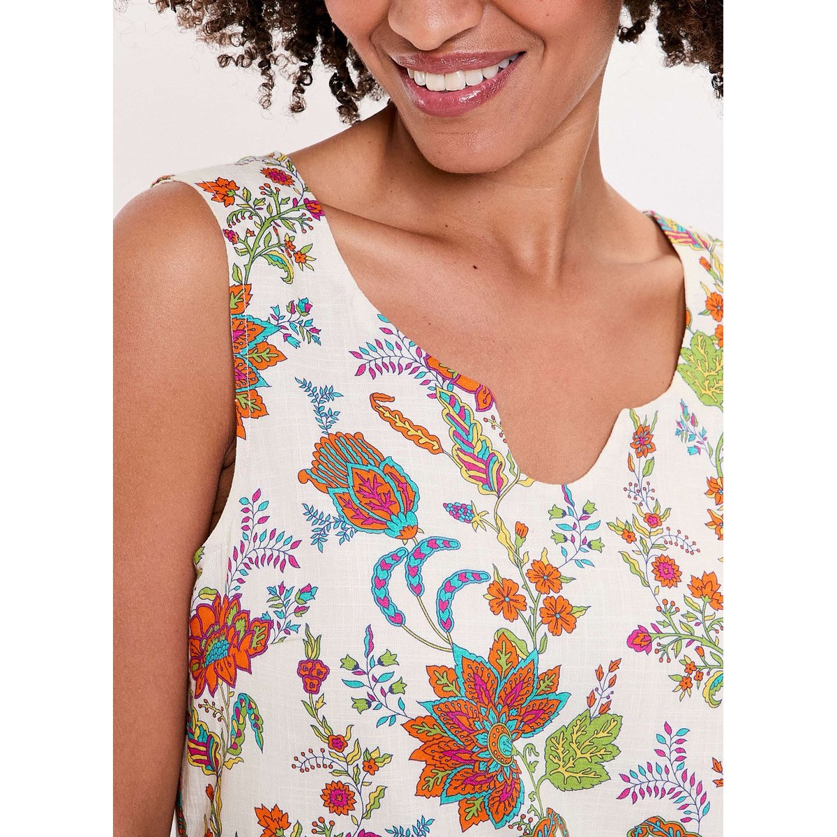 Robe sans manche droite coton bio GENIFA ecru suneila, LA FIANCÉE
