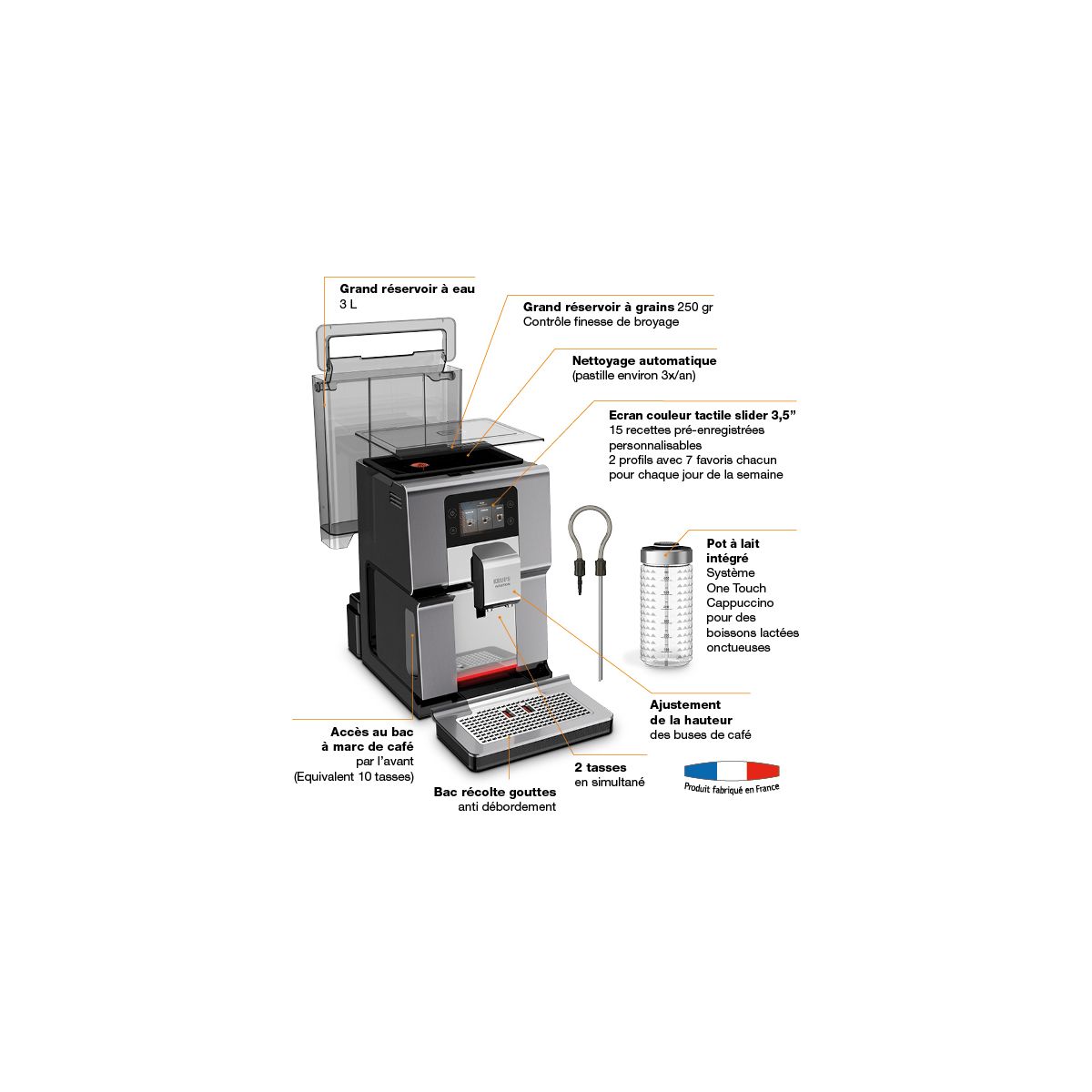 Expresso Broyeur EA875E10 couleur unique, KRUPS