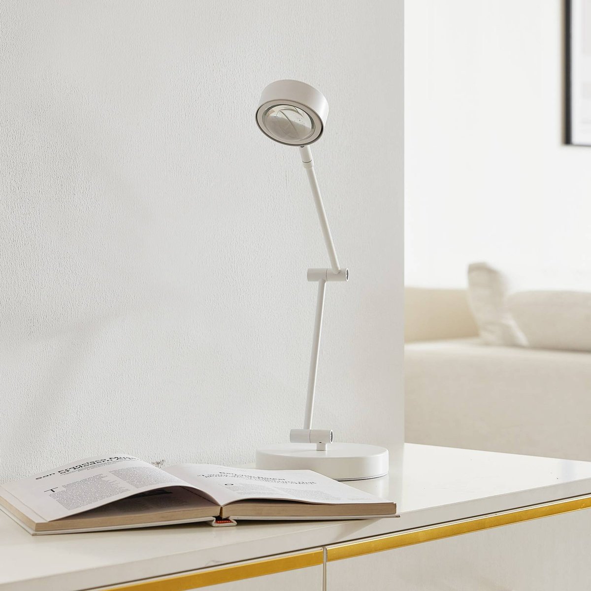 Lampe à poser en métal moderne, Jyla blanc mat, LINDBY