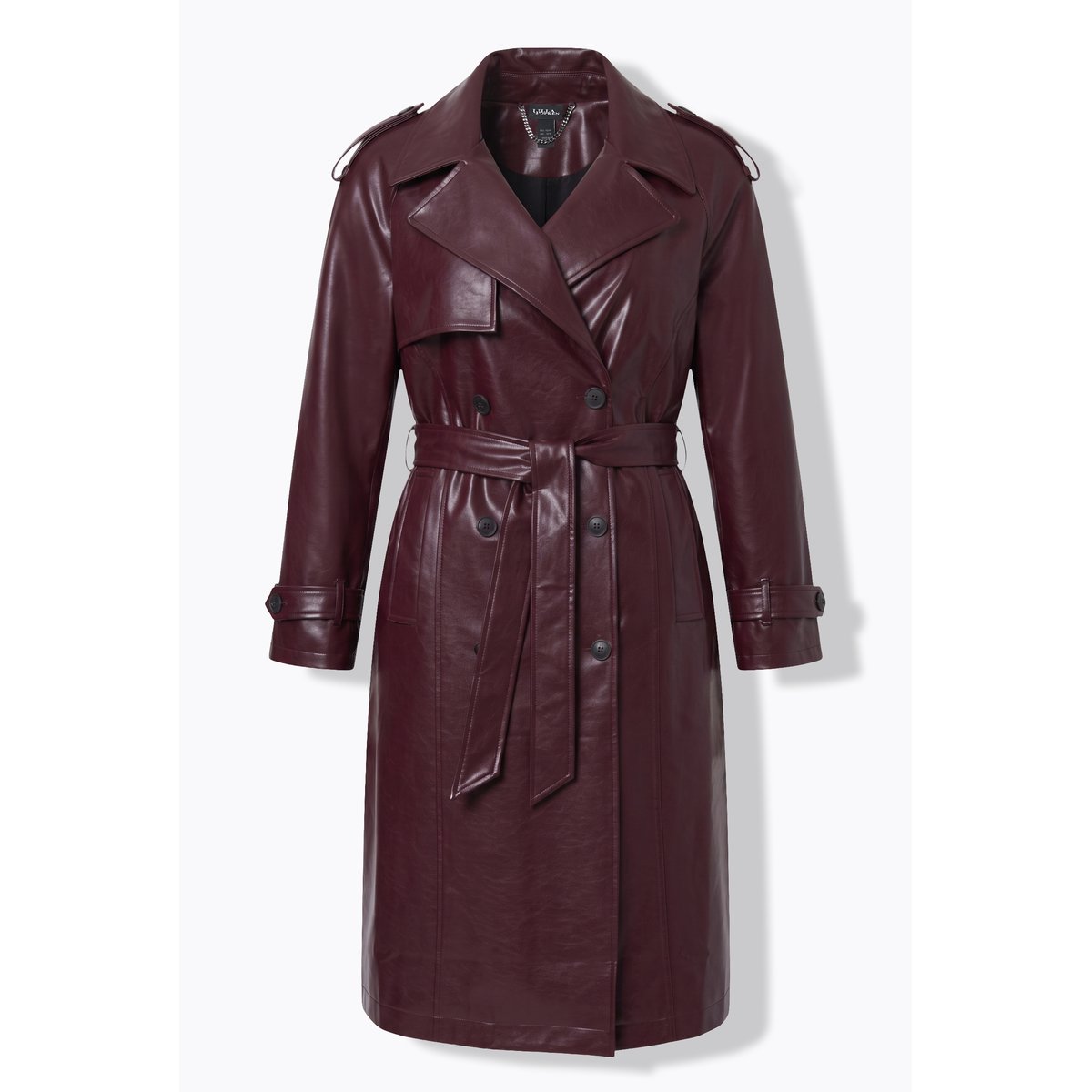Trench, effet cuir, col cranté, croisé rouge vin, ULLA POPKEN