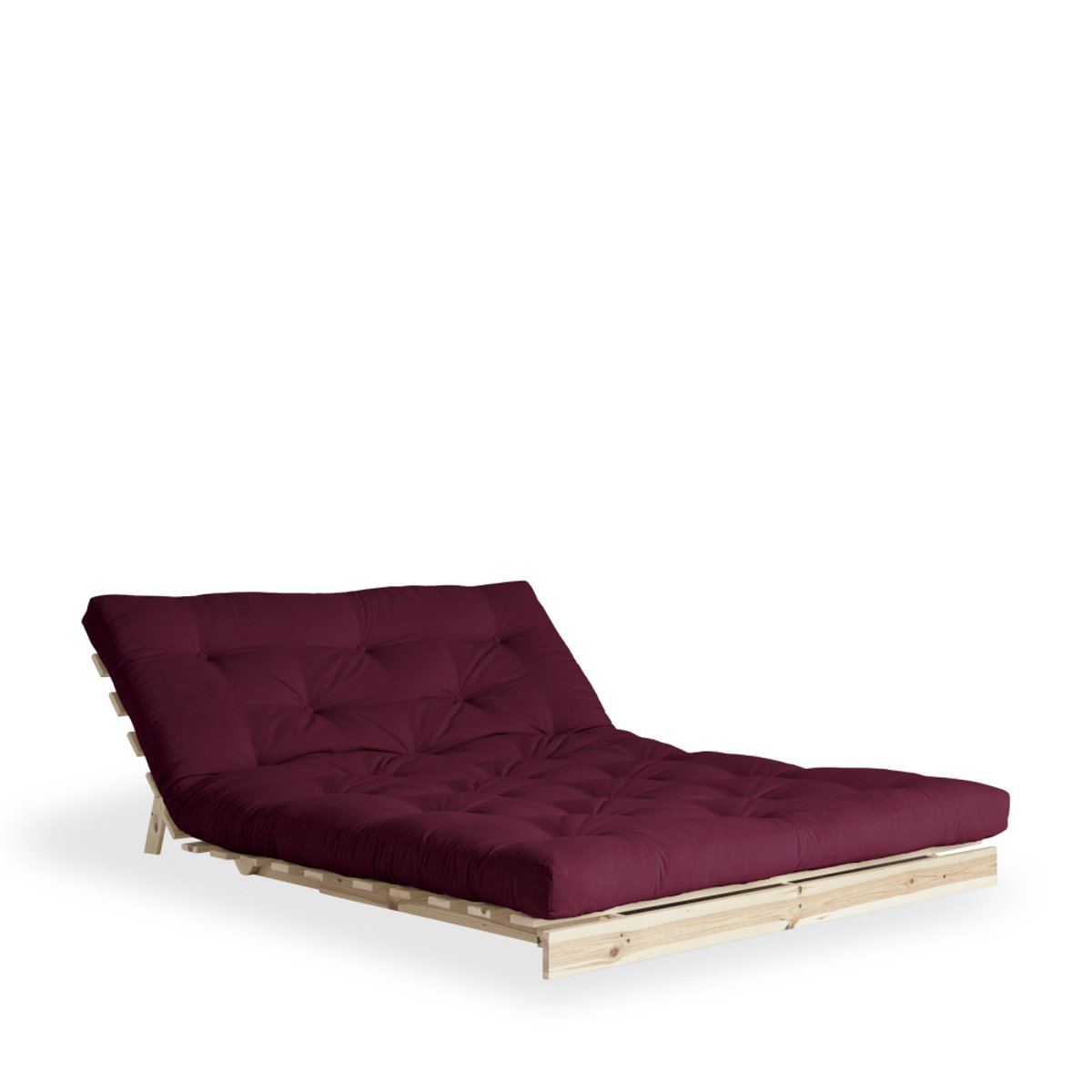 Canapé convertible 140x200cm en bois naturel et tissu - ROOTS bordeaux, KARUP DESIGN