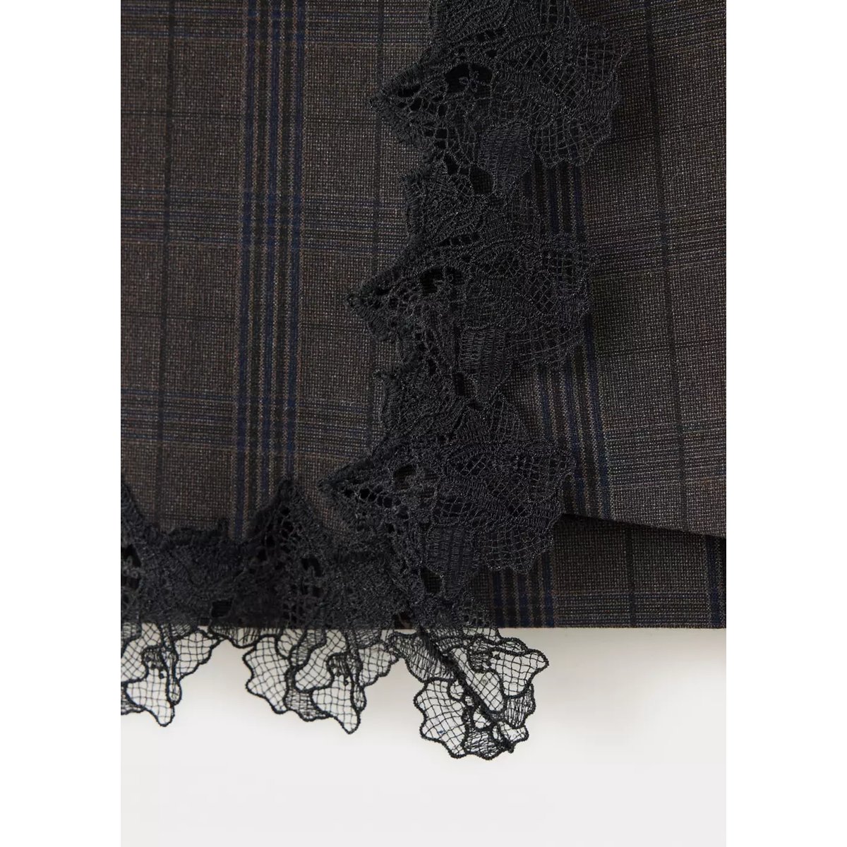 Jupe tartan avec bordure en dentelle gris, MANGO