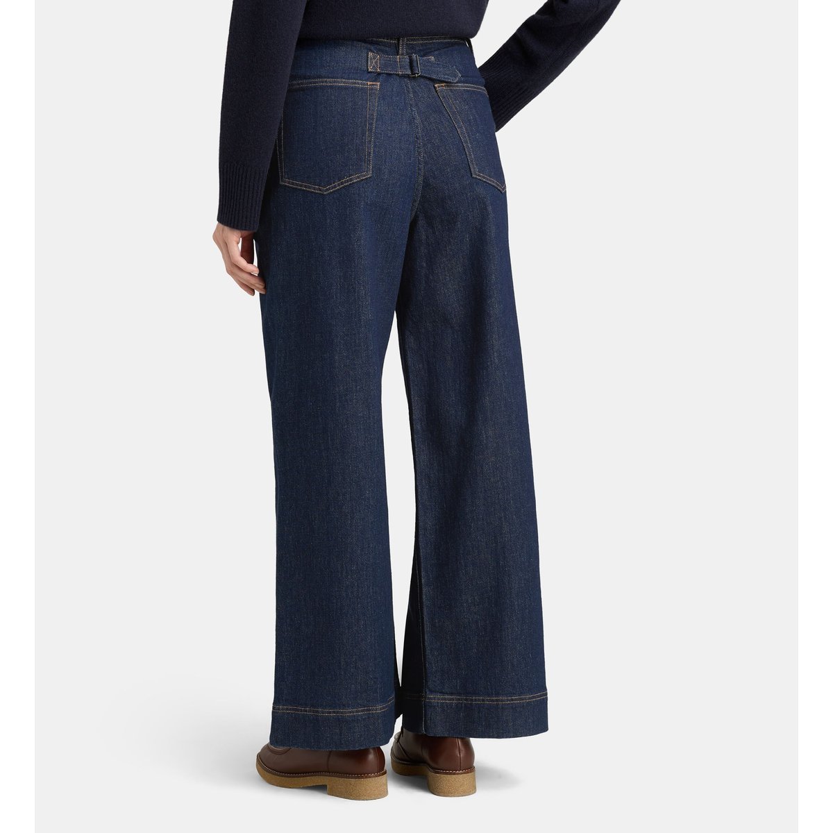 Jean ample keman à pinces en denim coton bio bleu foncé, JODHPUR