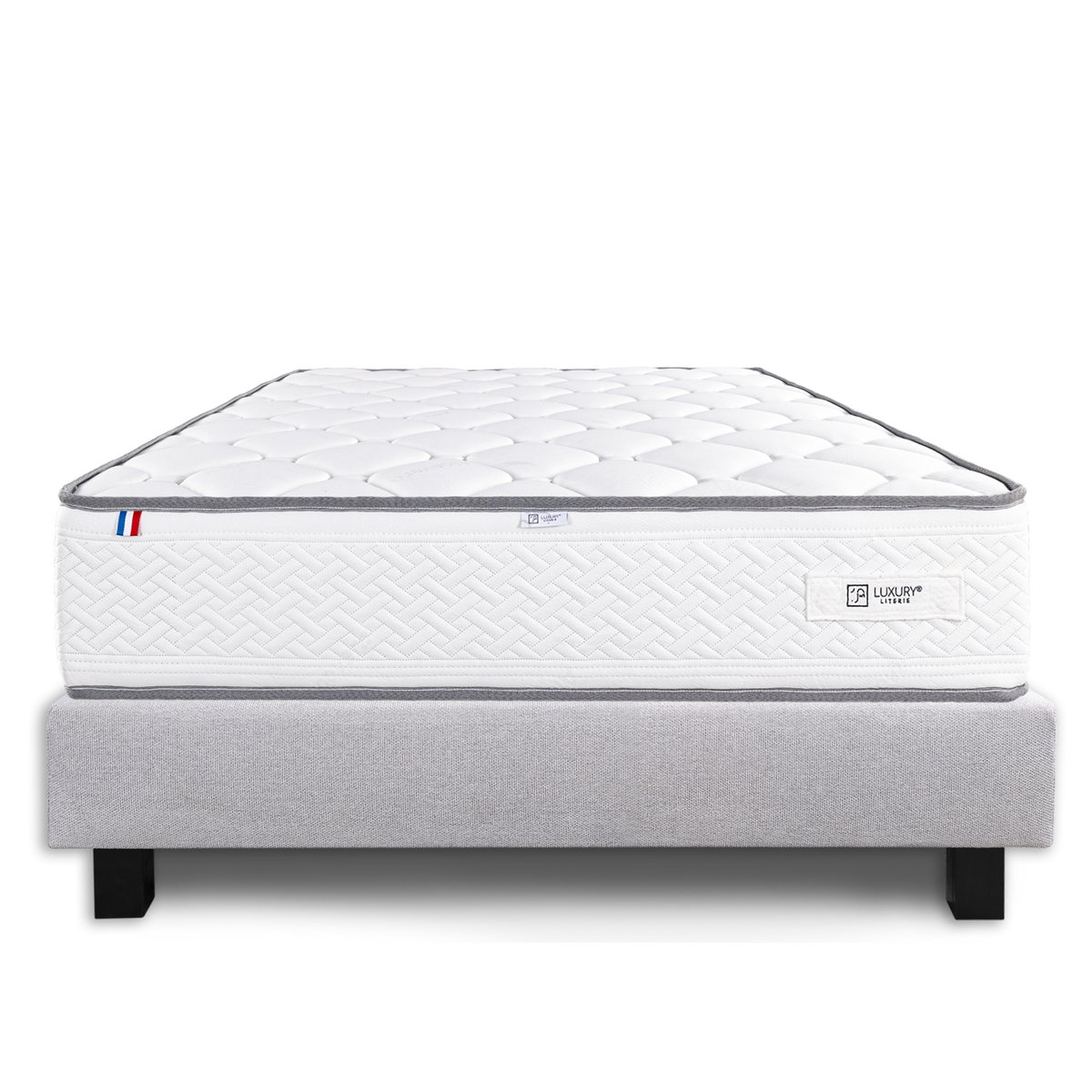 Ensemble matelas mousse 20 cm et sommier gris gris, HOME MAISON