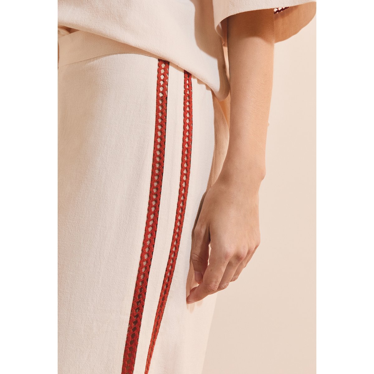 Pantalon de pyjama avec bandes sur les côtés en coton MARINE lin, ETAM
