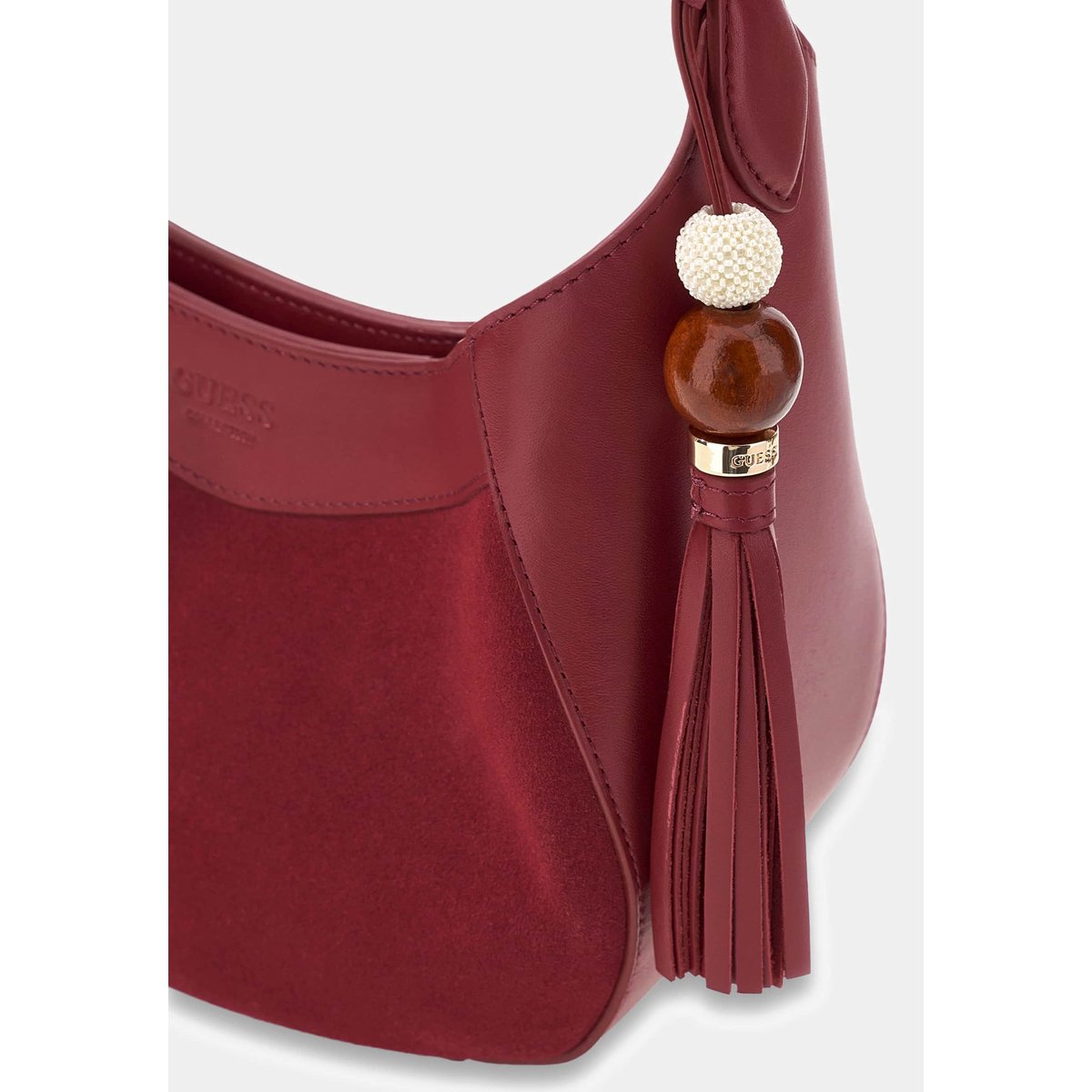 Sac Hobo En Cuir Véritable Nina rouge, GUESS