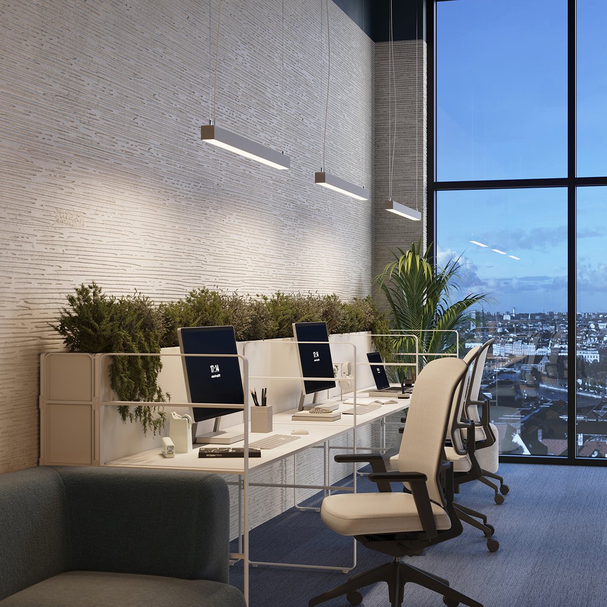 Suspension Aluminium Gris LED 1 Pinne gris, EDEN