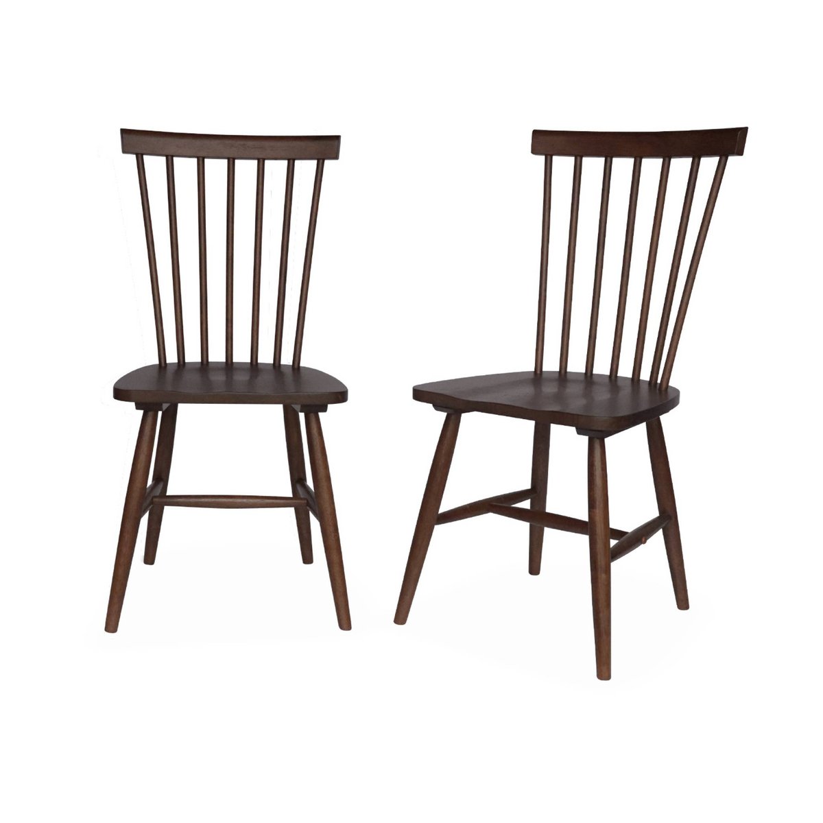 Chaise à barreaux bois d'hévéa (lot de 2) ROMIE bois foncé, SWEEEK
