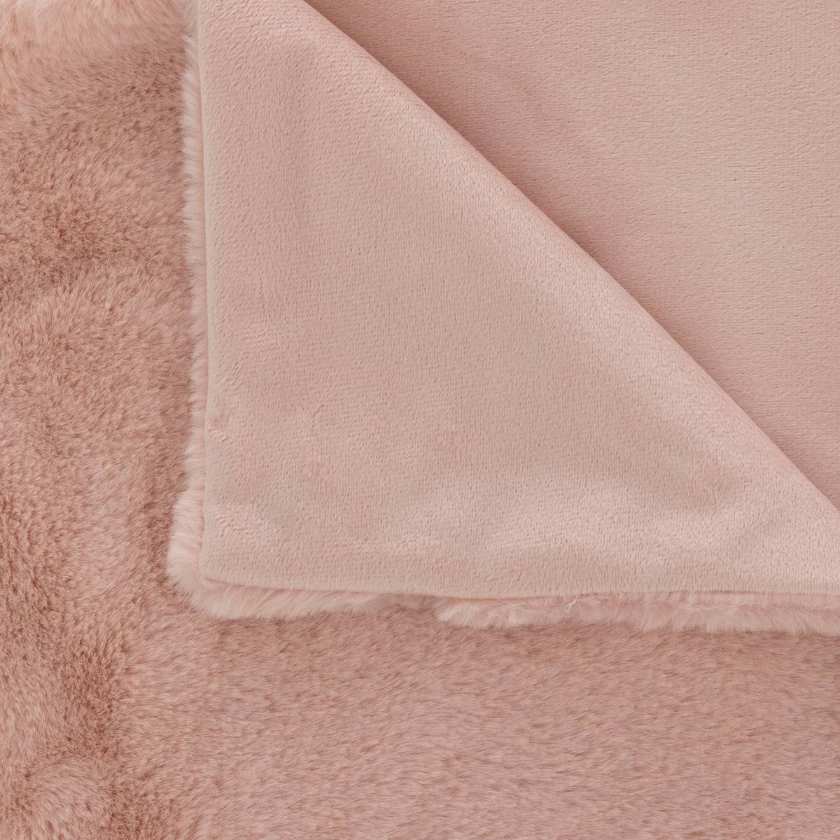 Plaid effet imitation fourrure rose 125X150cm rose, ATMOSPHERA
