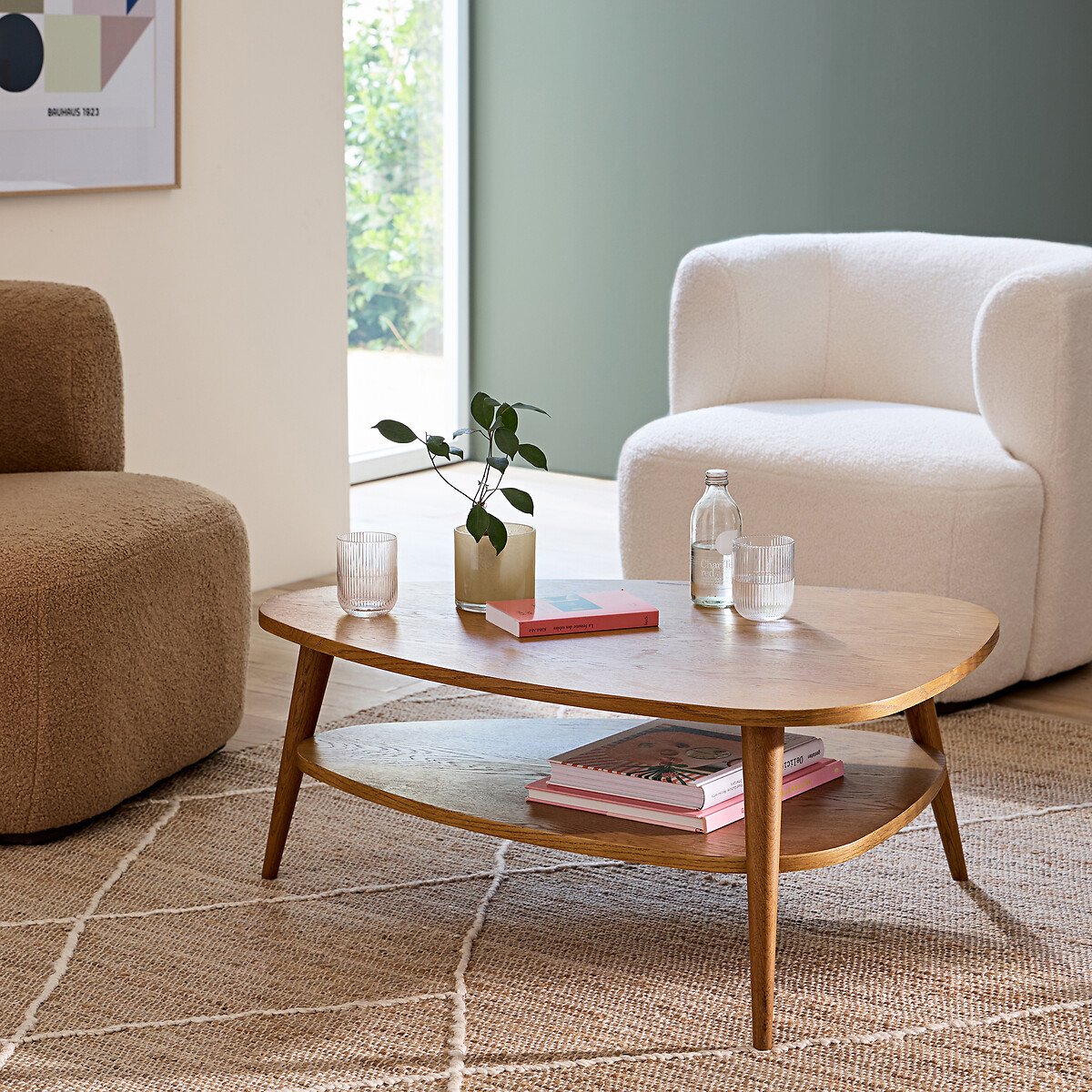 Table basse vintage, à double plateau, longueur 90 cm, QUILDA chêne, LA REDOUTE INTERIEURS
