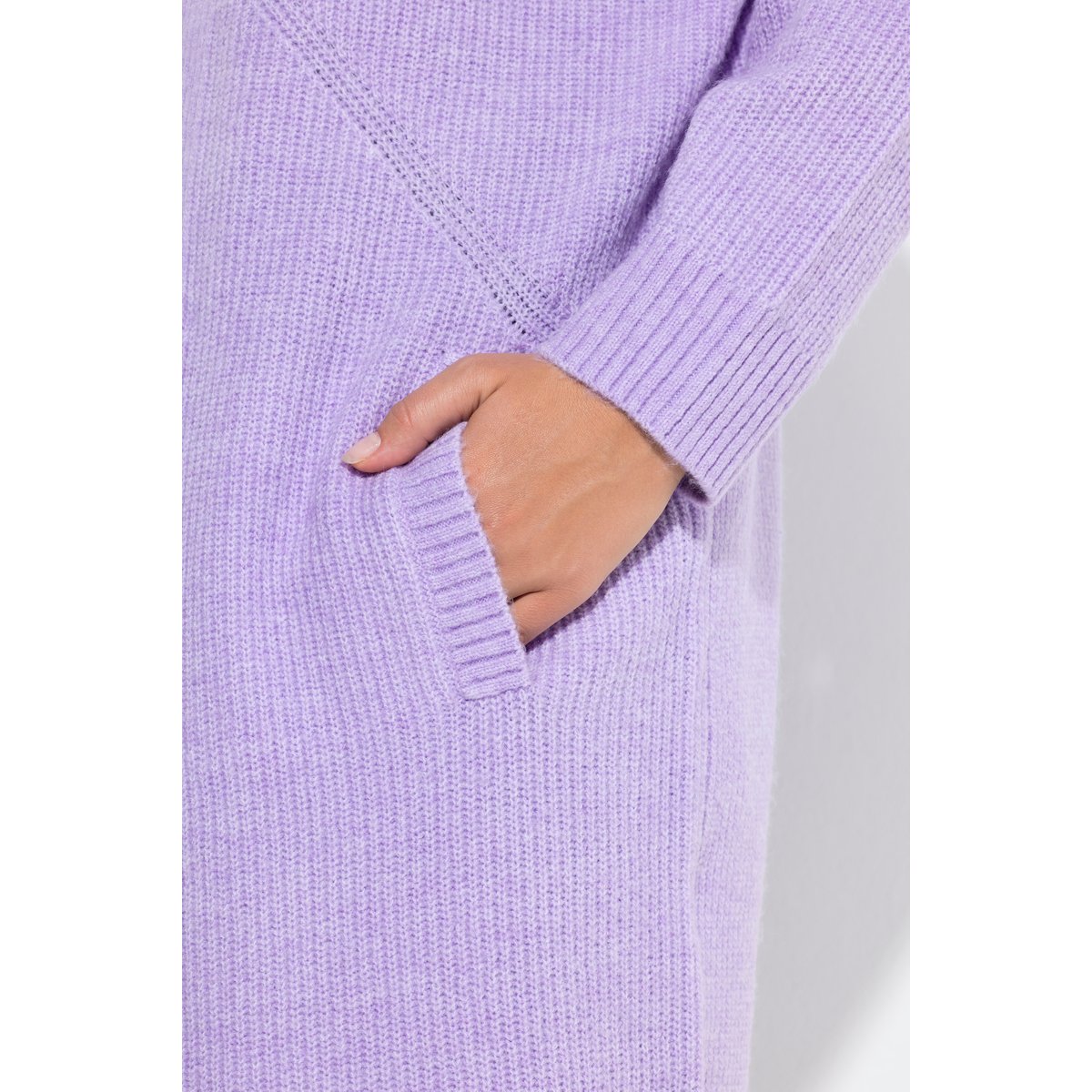 Cardigan long en maille côtelée lavande, ULLA POPKEN
