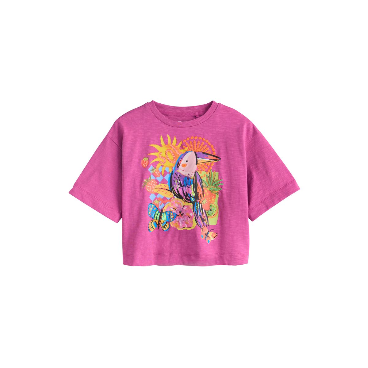 T-shirt droit oversize brodé toucan violet, NEXT
