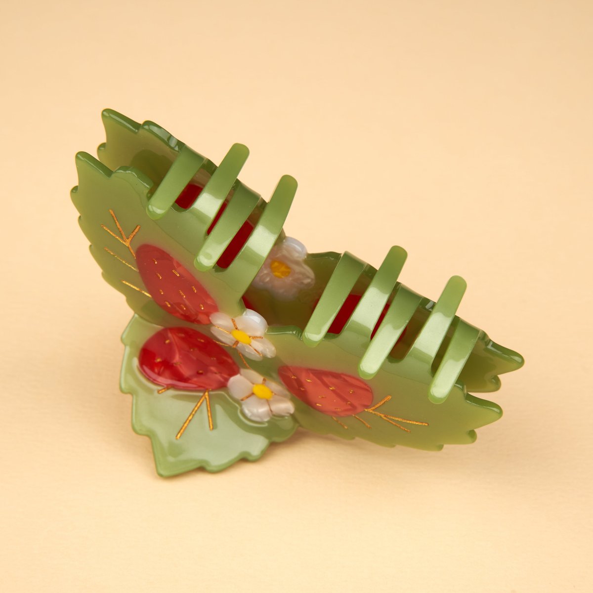 Pince à cheveux Fraisier rouge et vert, COUCOU SUZETTE