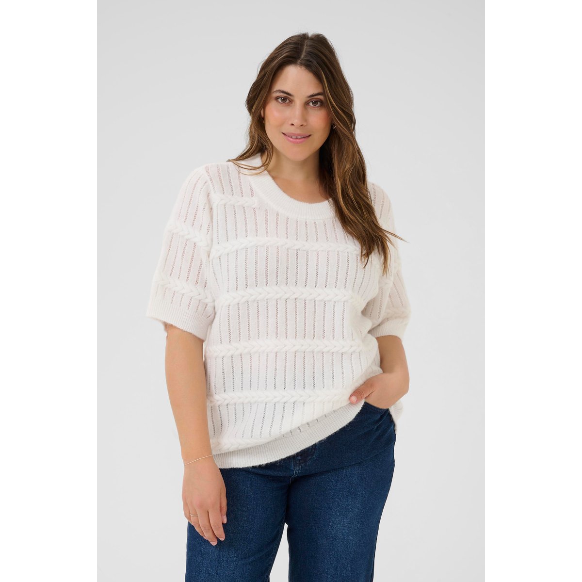 Pullover tricoté blanc, KAFFE CURVE