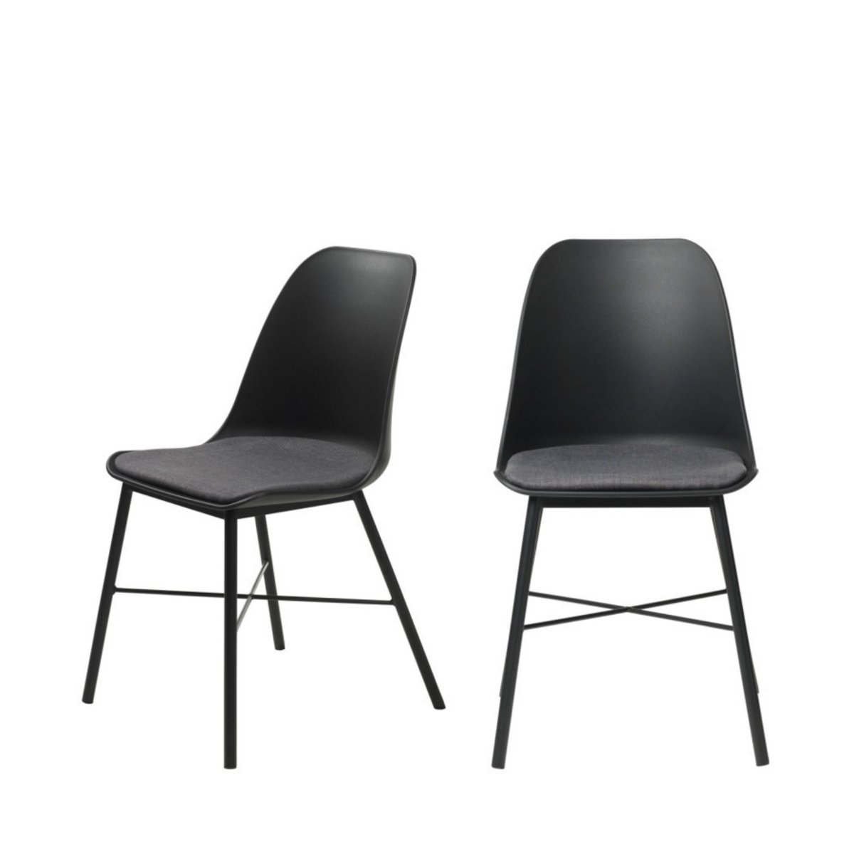 Lot de 2 chaises en plastique et métal- CURVI noir, DRAWER