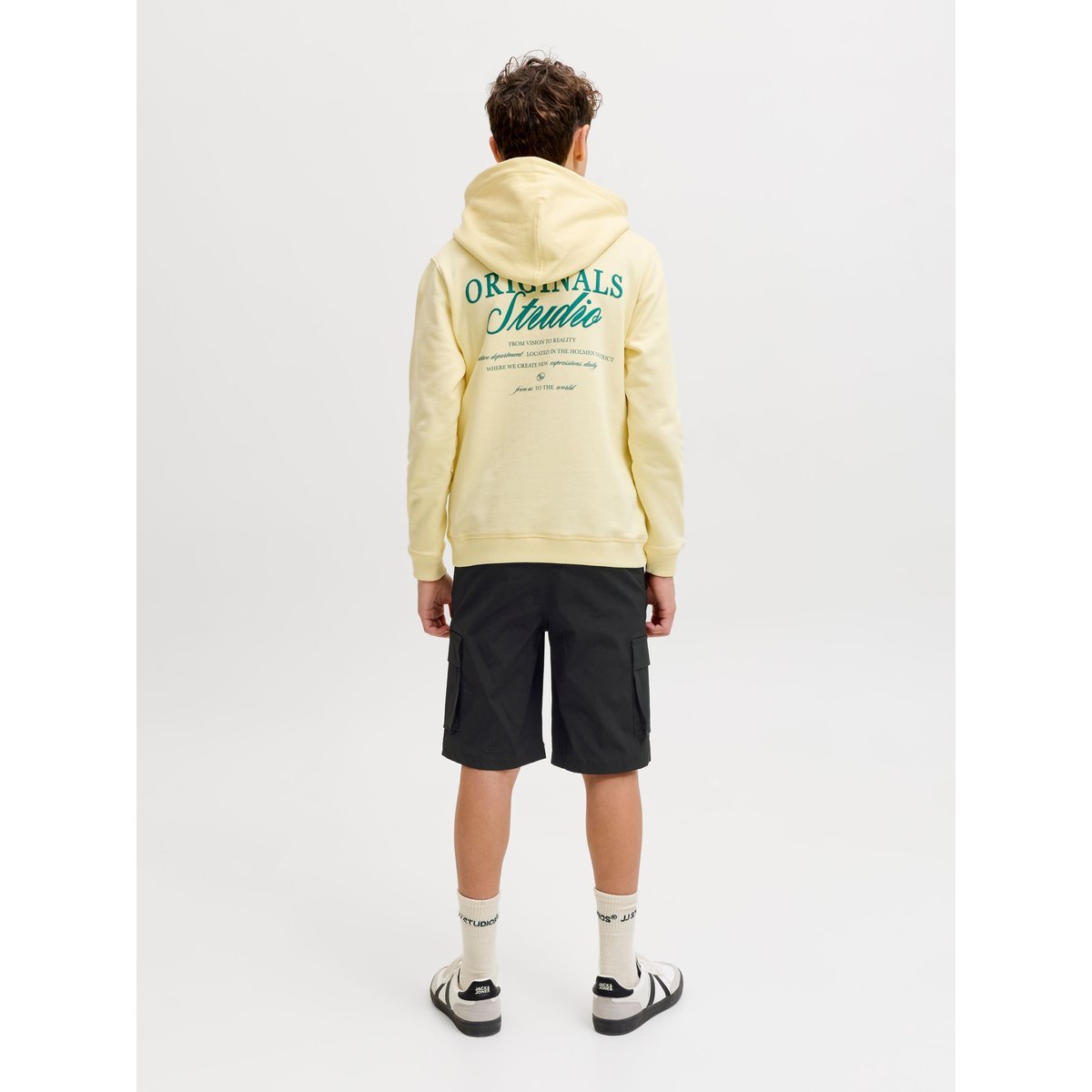 Short Cargo noire - black, JACK & JONES JUNIOR
