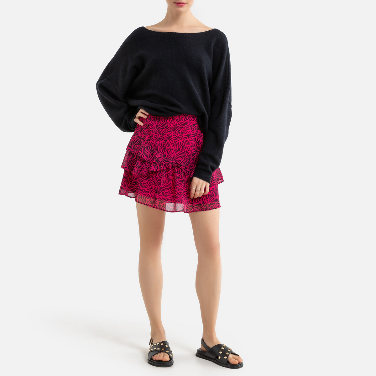 Pull col bateau en fine maille DAMSVILLE noir, AMERICAN VINTAGE