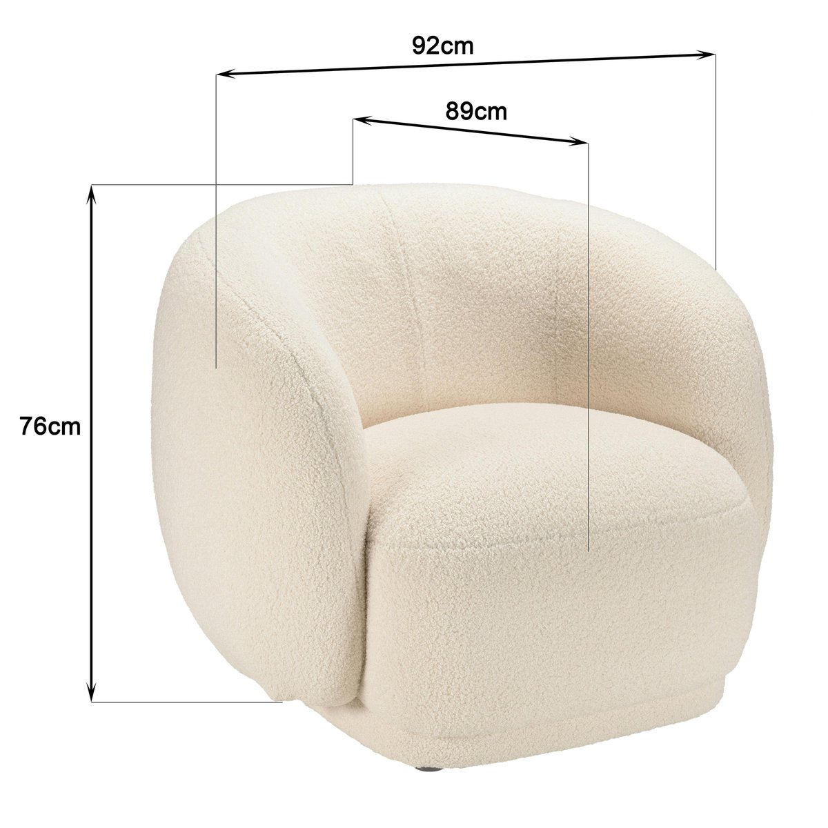 Fauteuil cosy tissu bouclette écru COLOMBUS ecru, PIER IMPORT