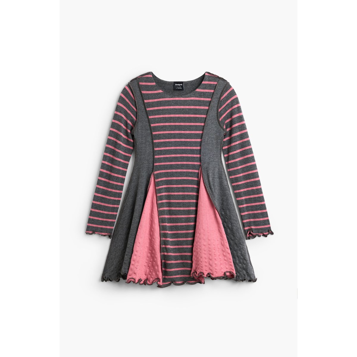 Robe évasée à rayures gris, DESIGUAL