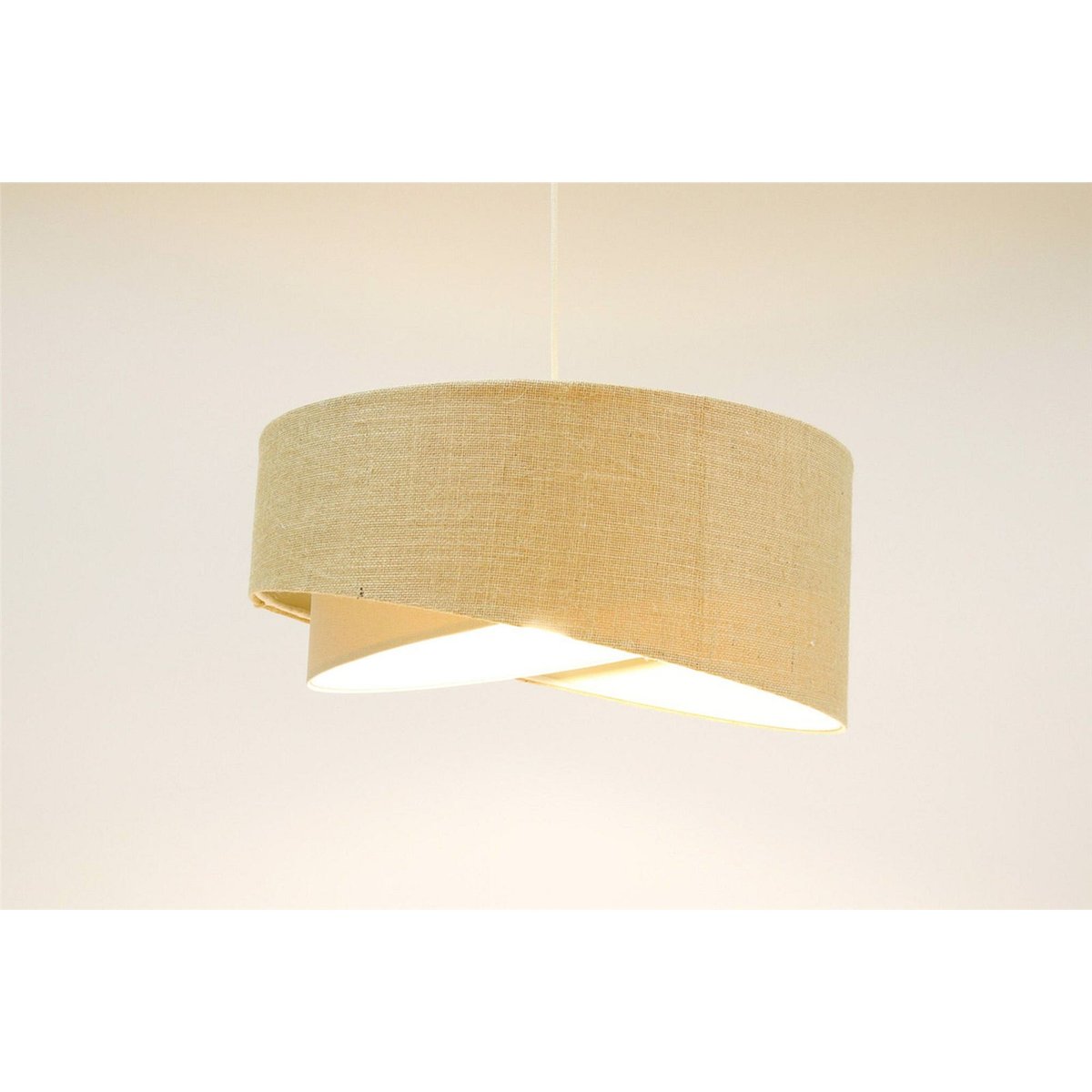 Suspension en lin et chanvre ronde Boho beige naturel et crème doux, BPS KONCEPT