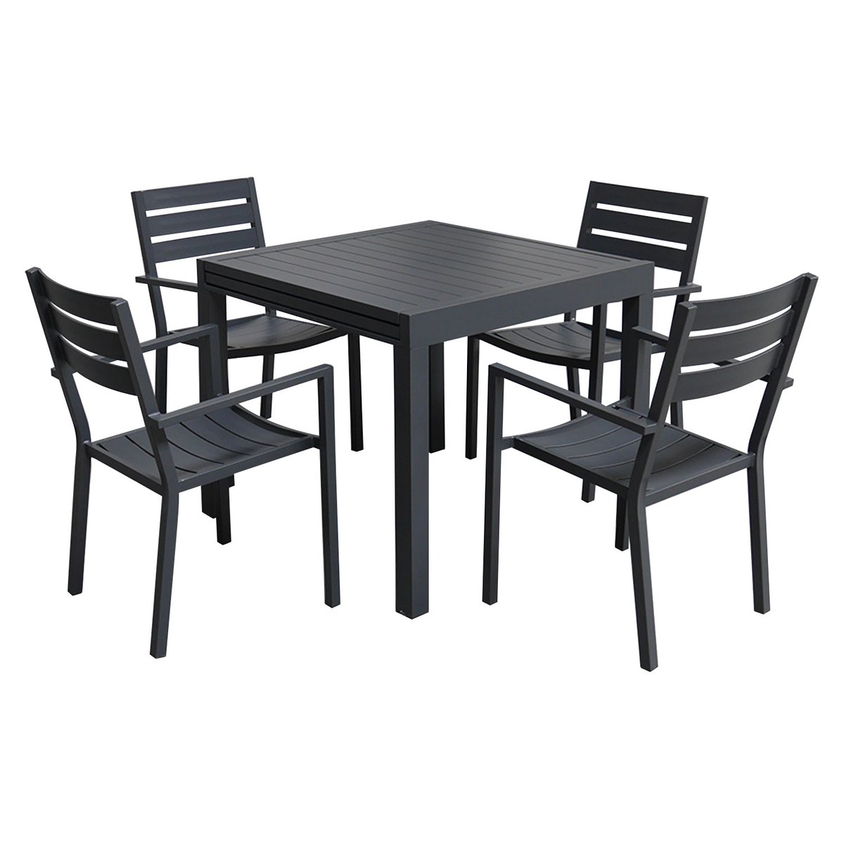 Salon de jardin, extensible, 8 pl, VENEZIA gris anthracite, HAPPY GARDEN