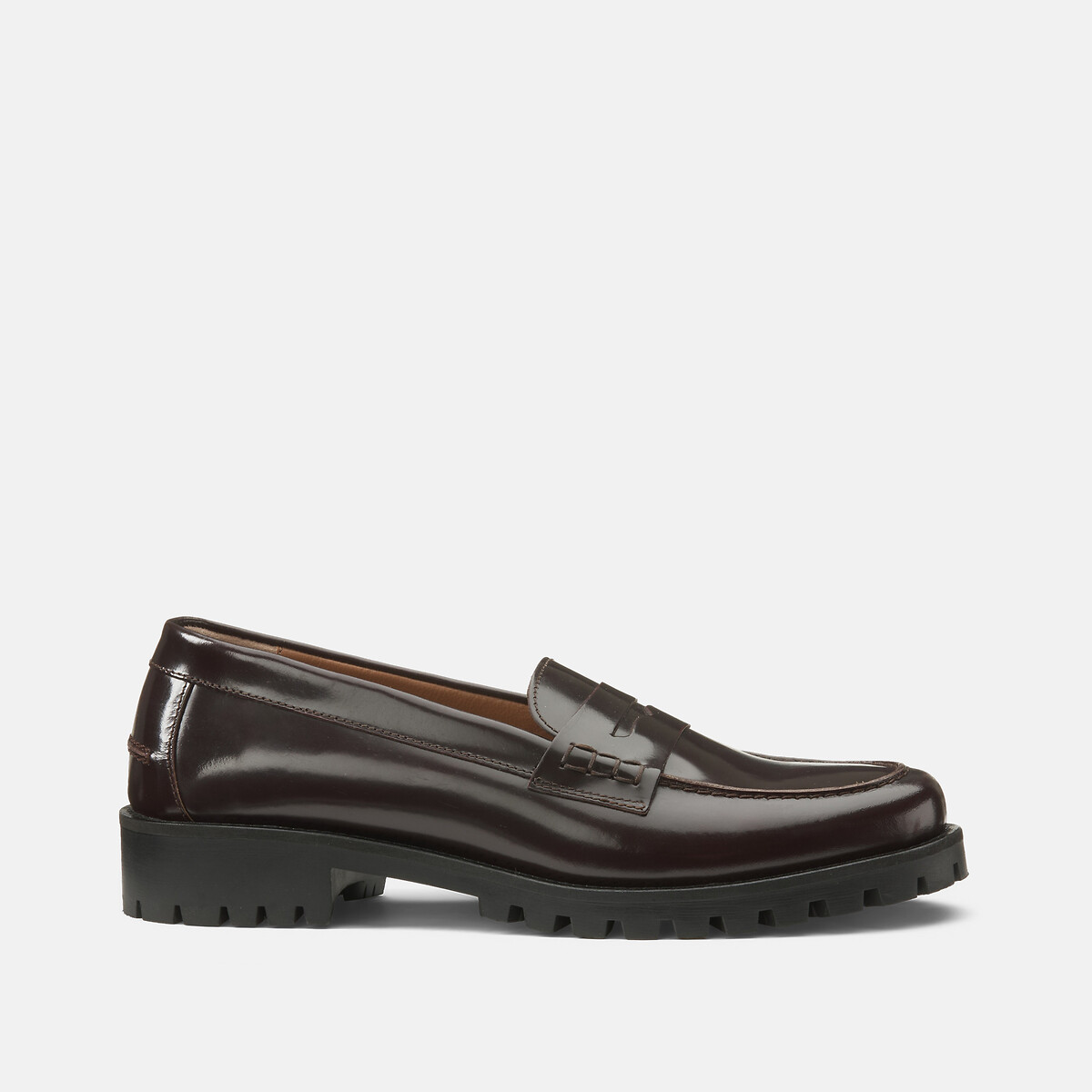 Ledermokassin mit Profilsohle bordeaux                        , LA REDOUTE COLLECTIONS