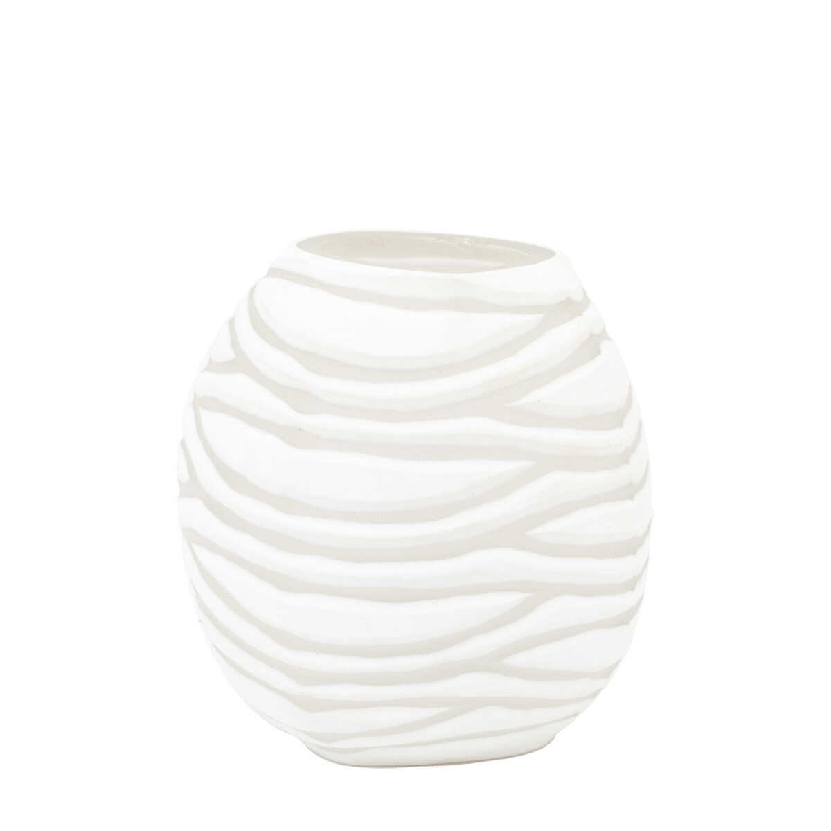 Andorra Handblown 20cm Carved Glass Vase white, ÉDITÉ