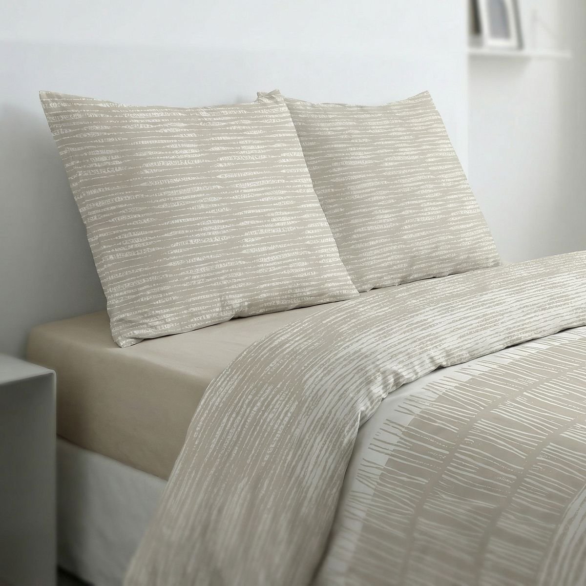 Parure de lit imprimé Graphique SUNSHINE FLORA beige, TODAY