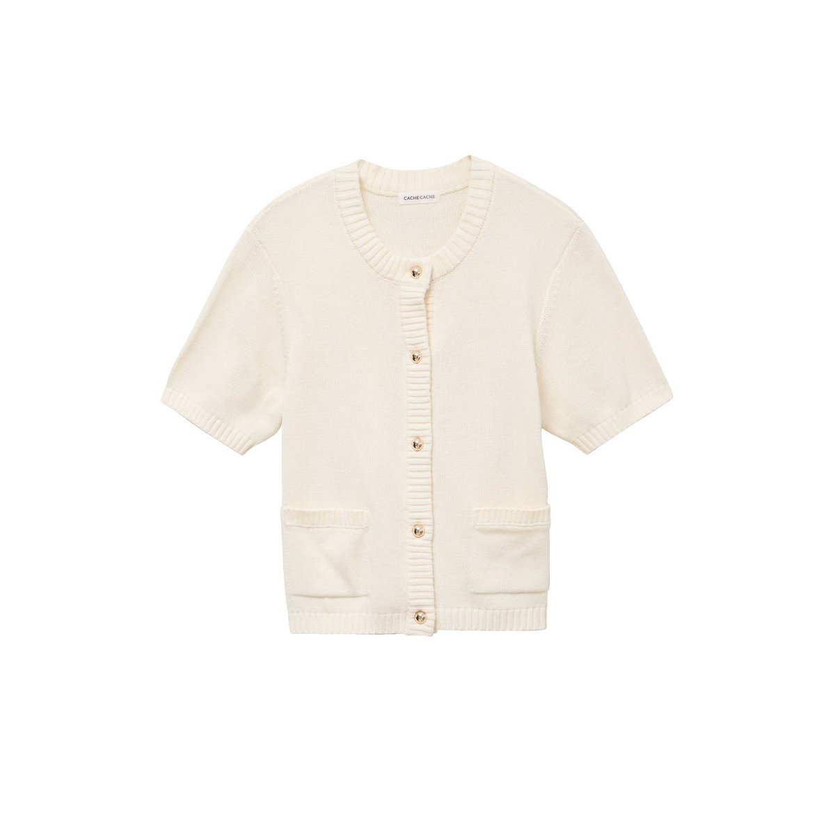 Gilet manches courtes ecru, CACHE CACHE