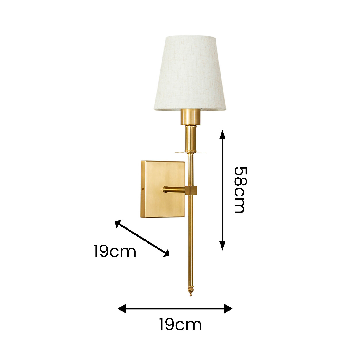Kasey Rechargeable Easy Fit Wall Light with Shade in Antique Brass gold-coloured, SO'HOME