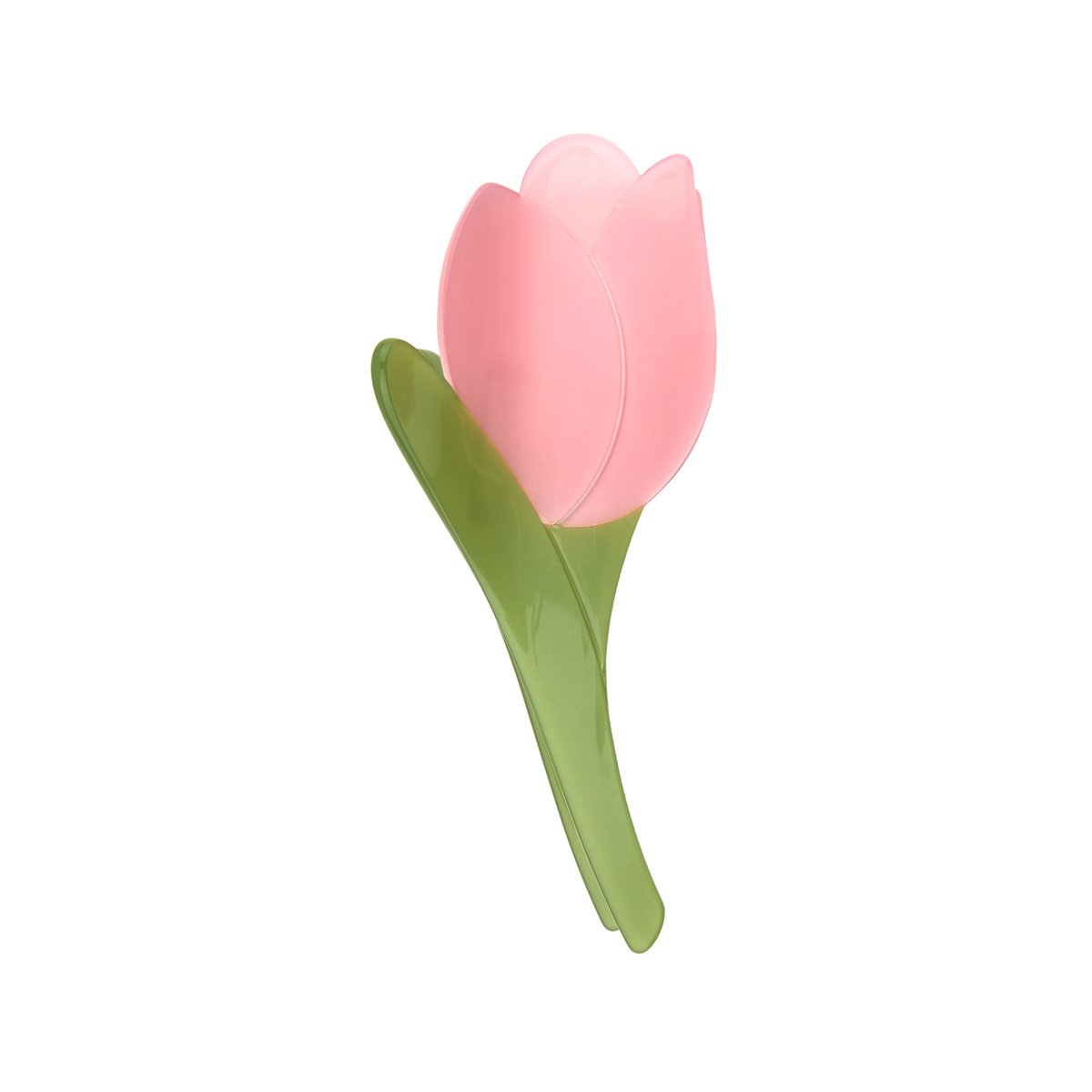 Pince à cheveux TULIPE rose avec tige vert nacré, COUCOU SUZETTE