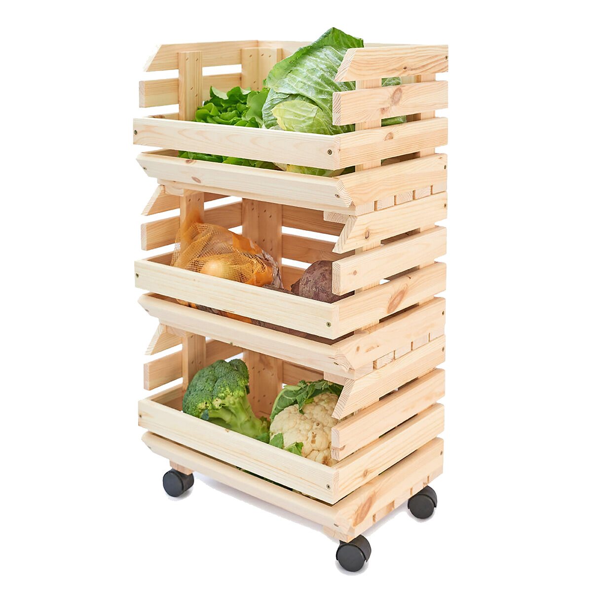 Solid pine vegetable cabinet light wood, EUROPE & NATURE 