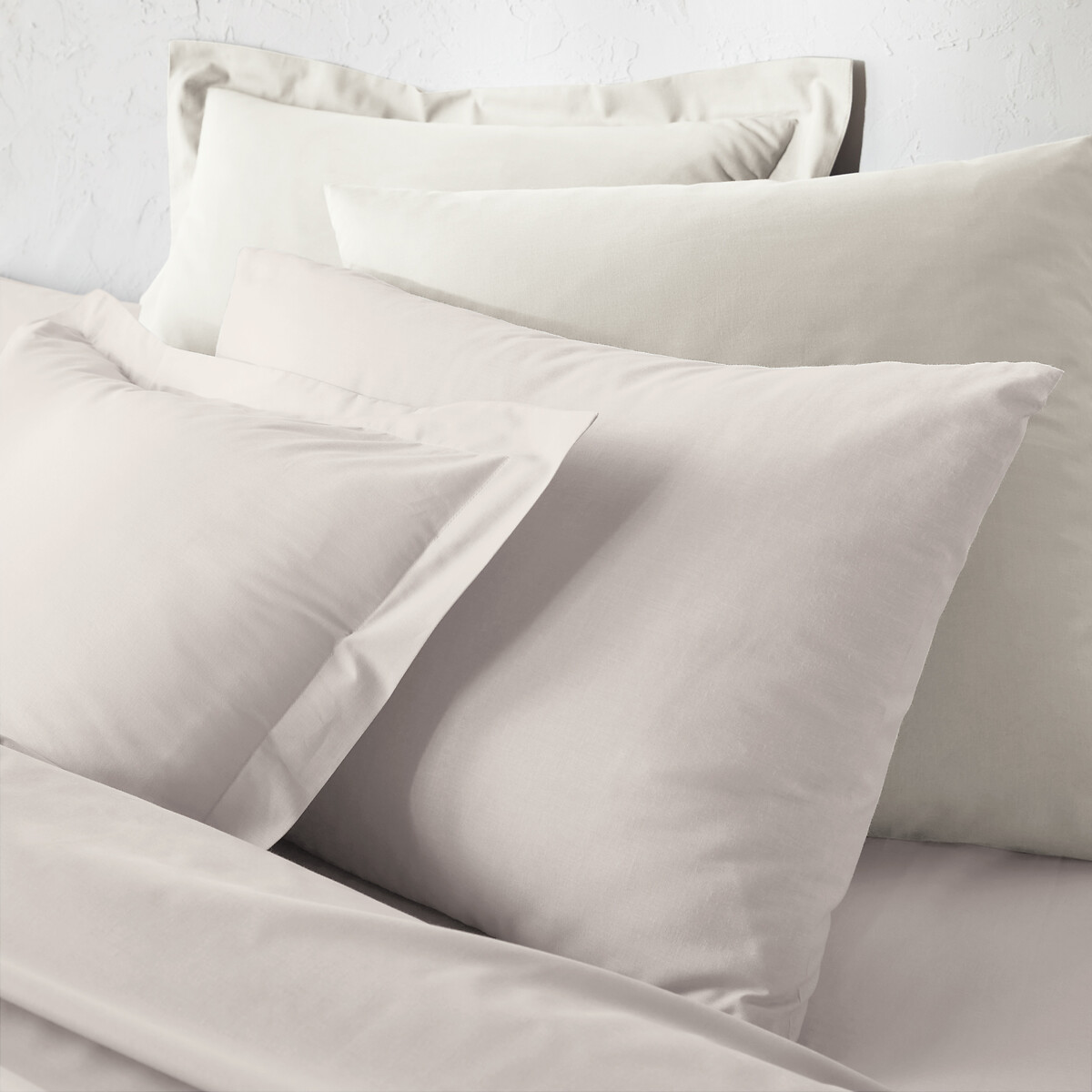 Unifarbener Kissenbezug aus Bio-Baumwolle mit Stehsaum Scenario beige, LA REDOUTE INTERIEURS