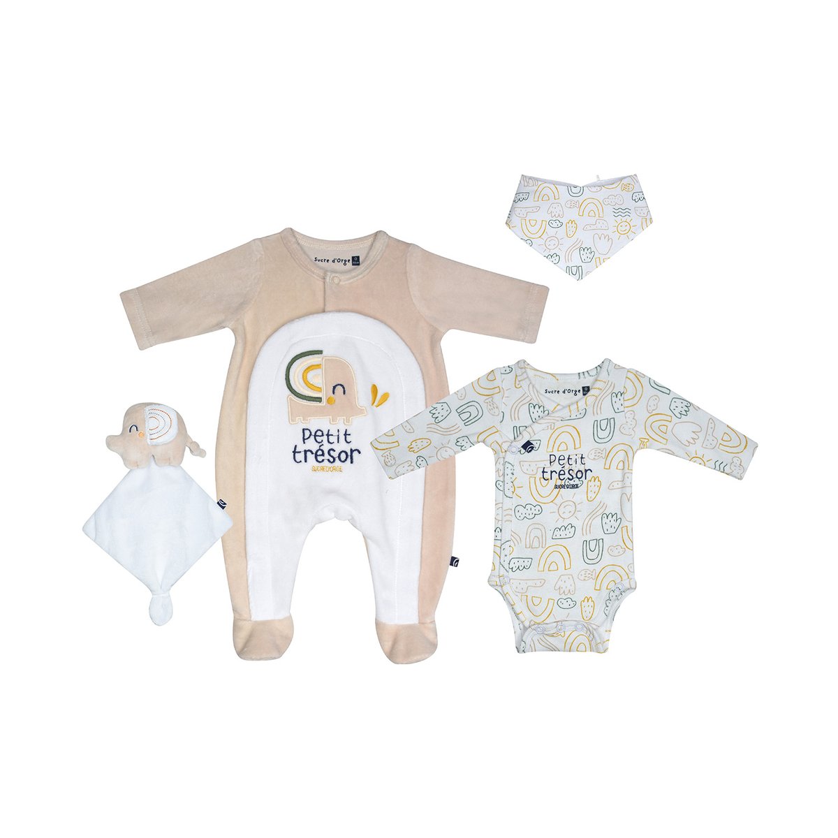Set naissance lincoln maille ouverture devant naissance beige, SUCRE D'ORGE